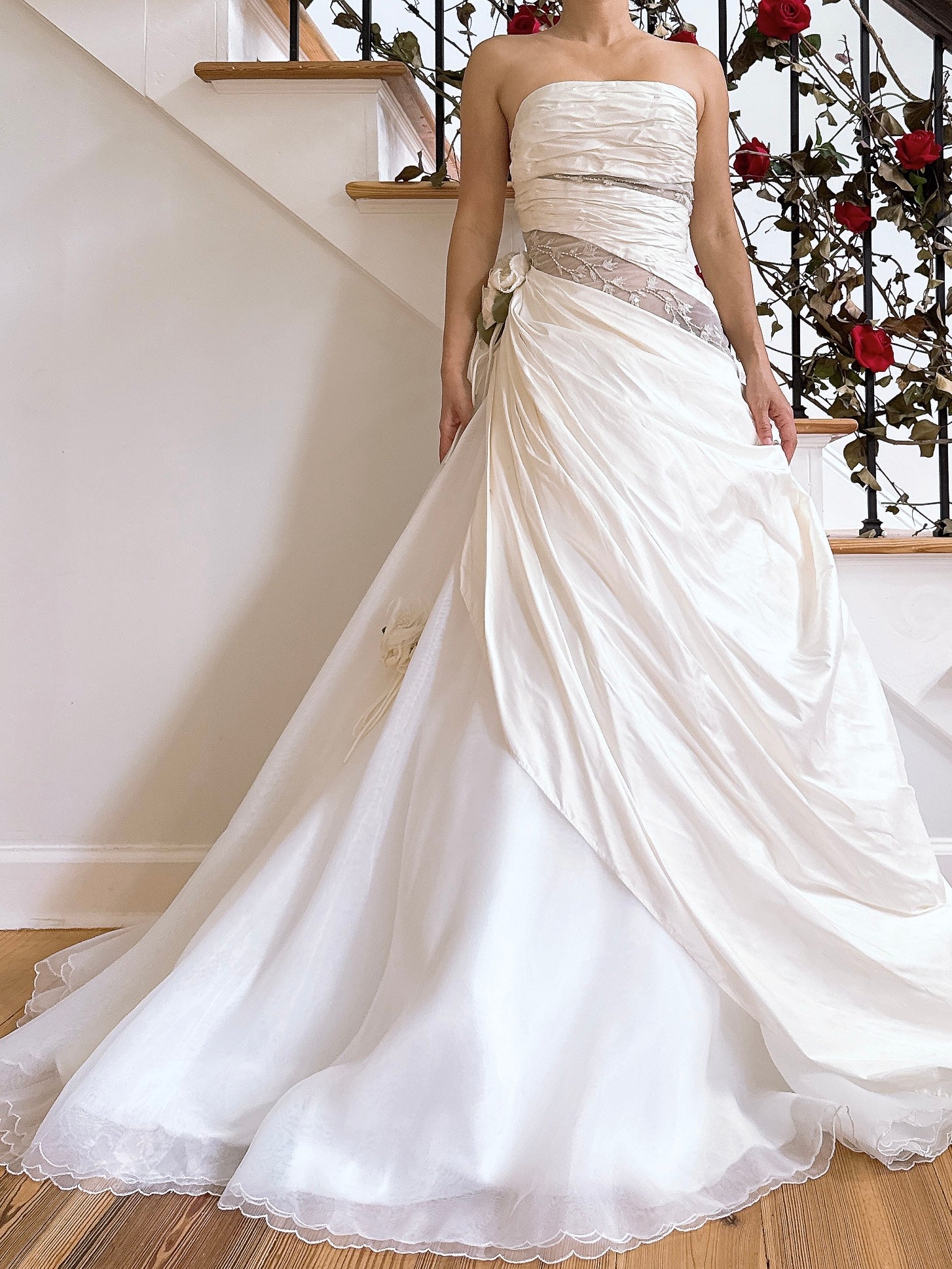 00 Saint Pucci Silk Strapless Draped Gown - M