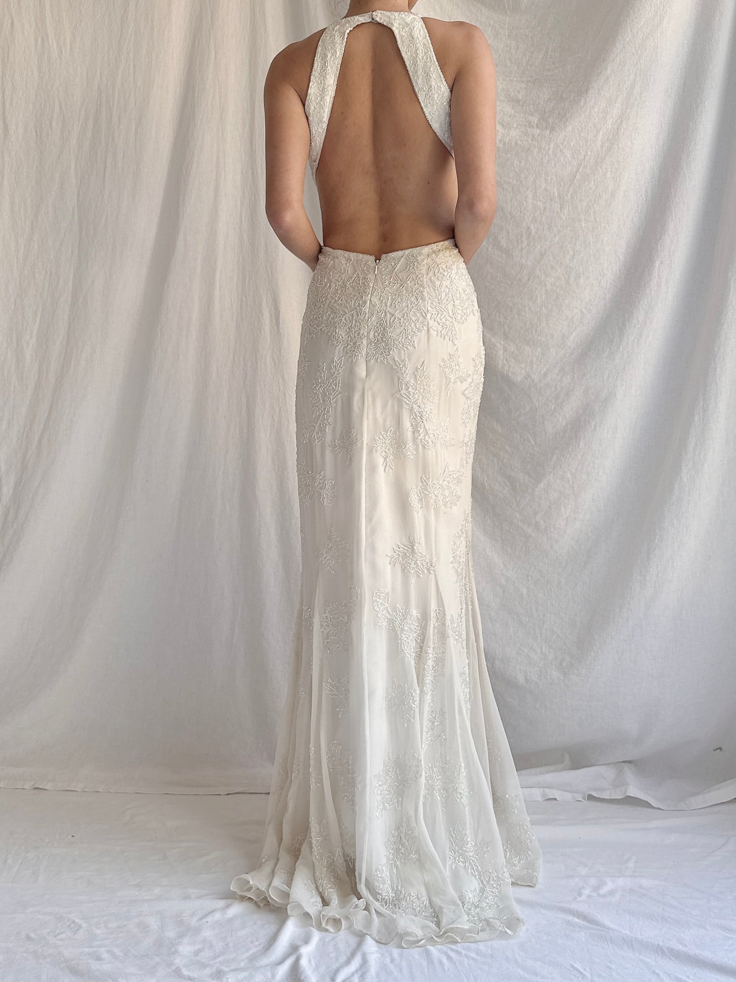 1990s Silk Beaded Gown - M