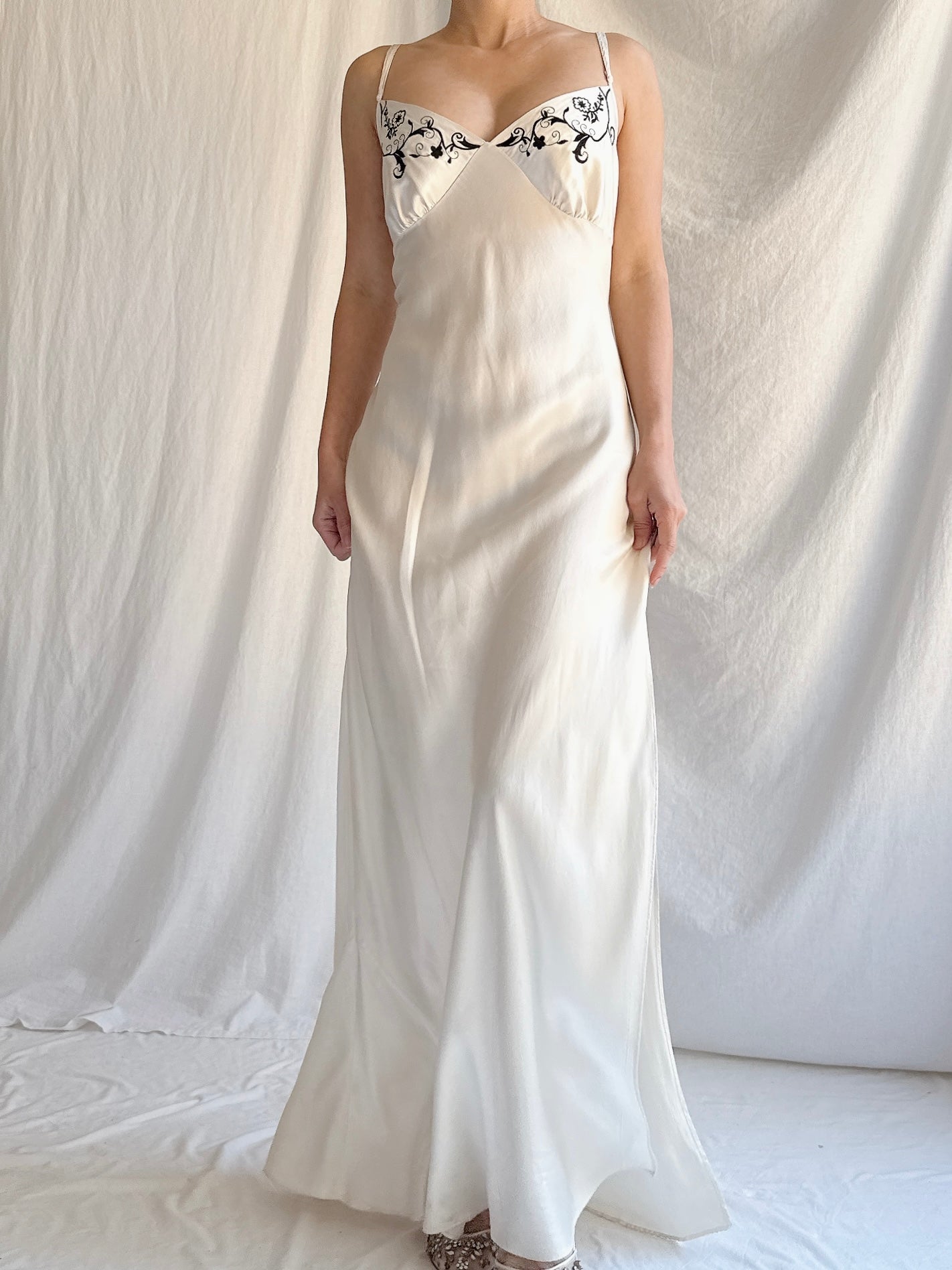 Y2K Silk Bias Cut Slip Dress - M
