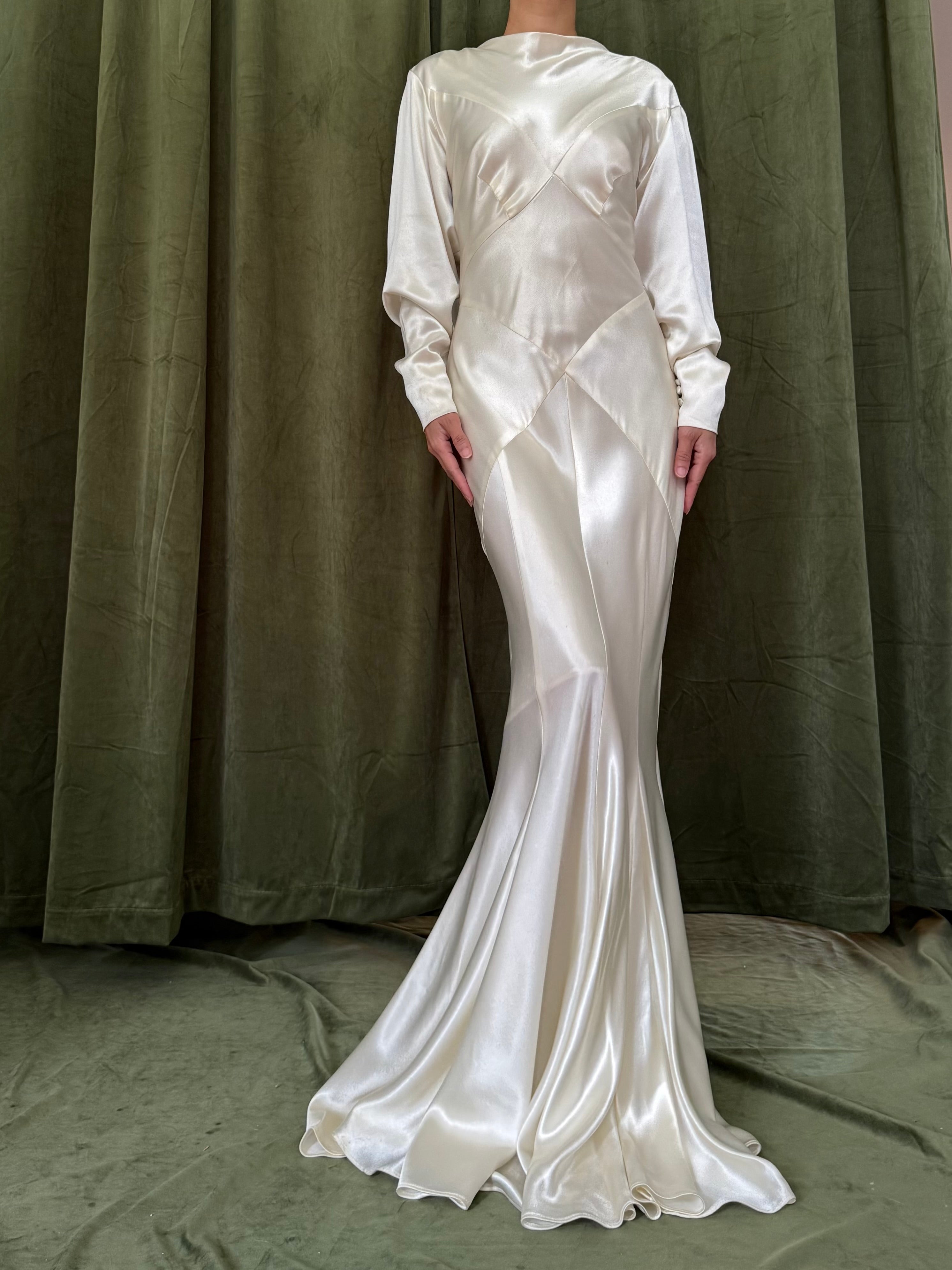 1980s Satin Bias Cut Dress - S-M