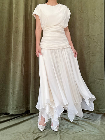 Vintage Handkerchief Hem Dress - S/M