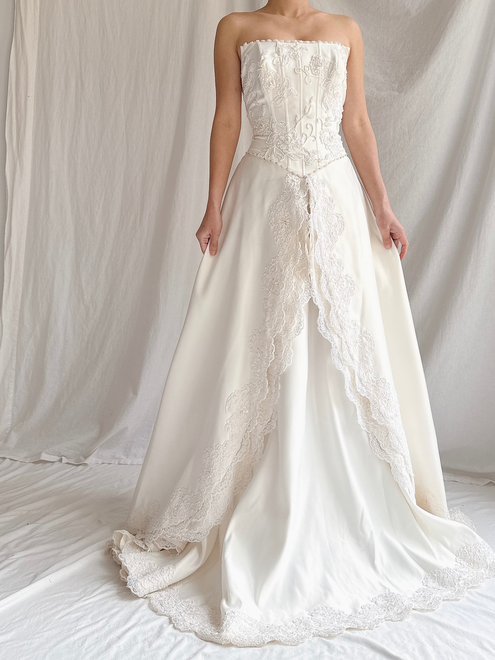 Vintage Embelished Basque Waist Gown - S