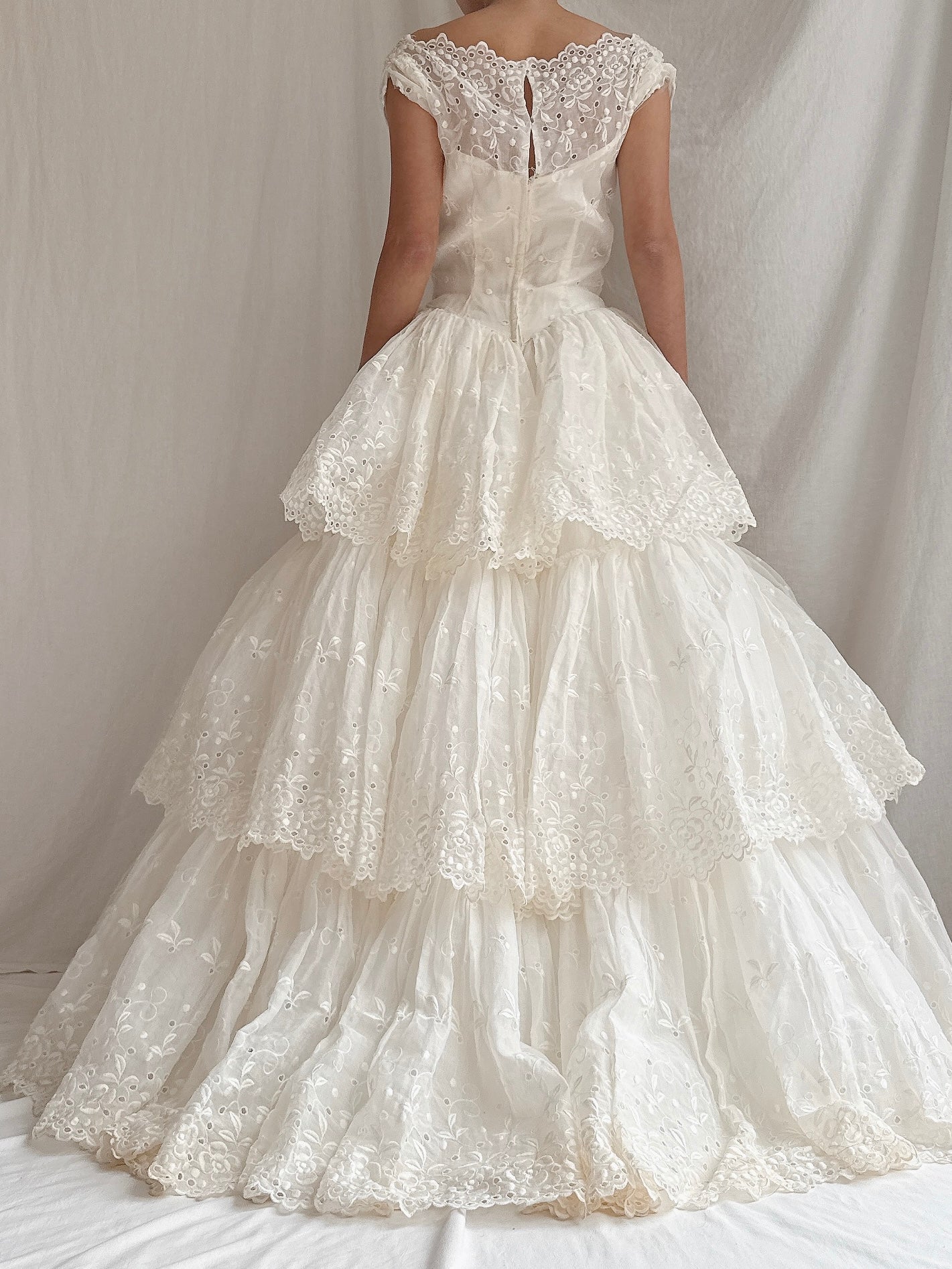 1950s Organdy Embroidered Gown - XS/S