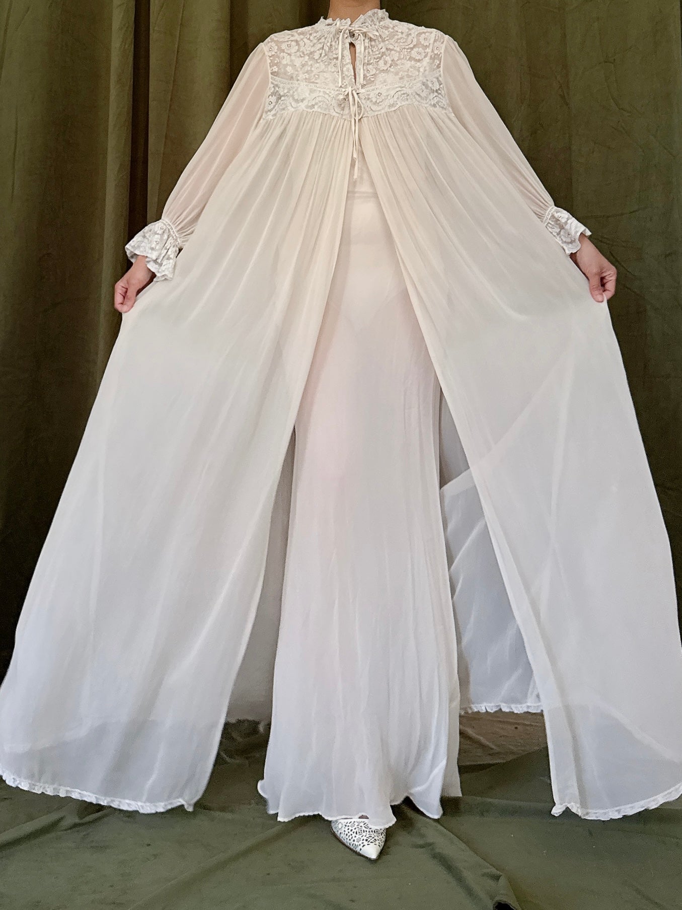 Vintage Silk Chiffon Duster - S