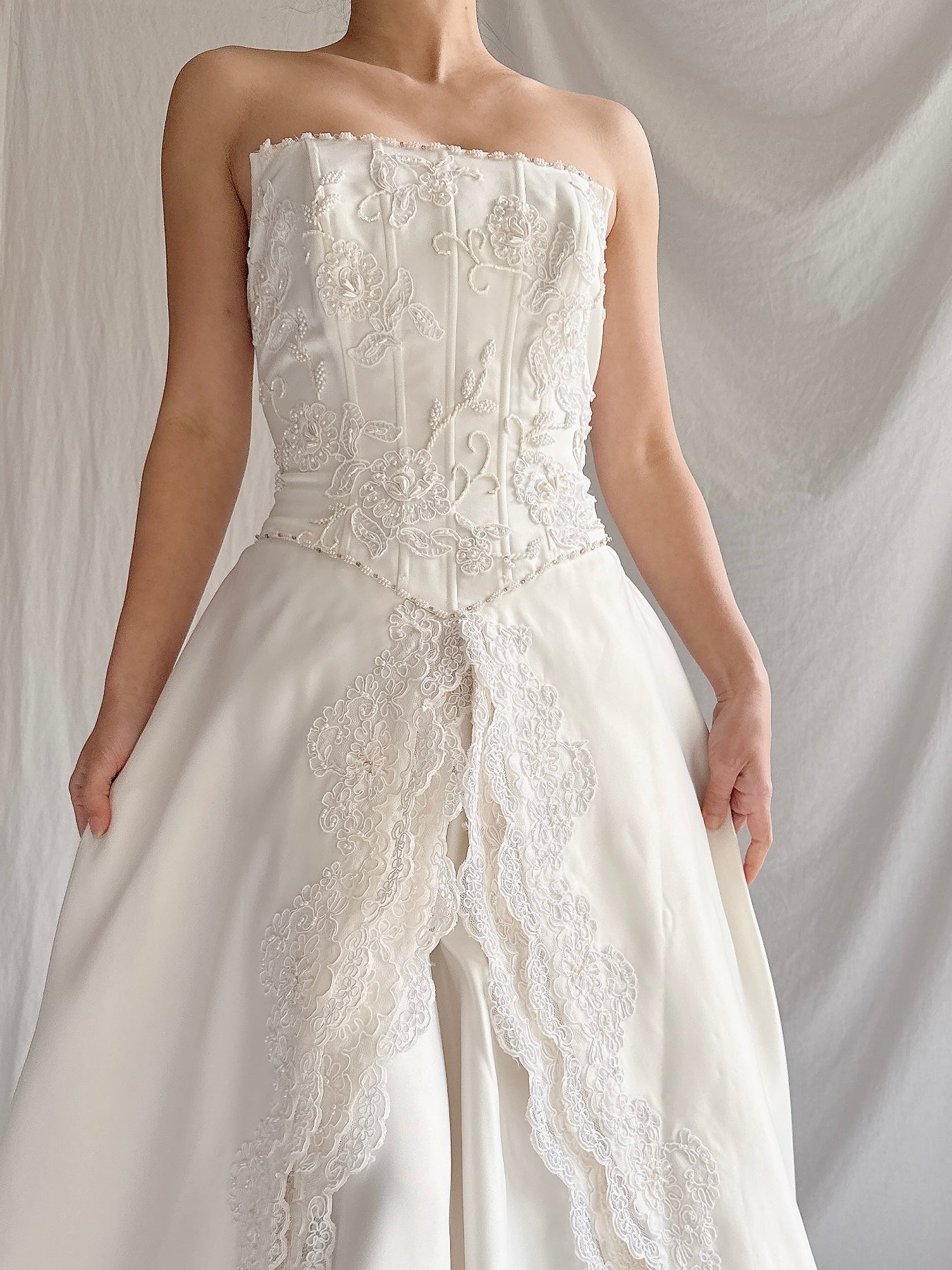 Vintage Embelished Basque Waist Gown - S