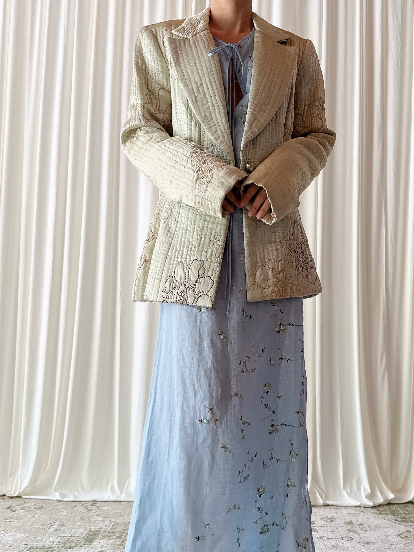 Vintage Futura Seafoam Silk Jacket - Size 44