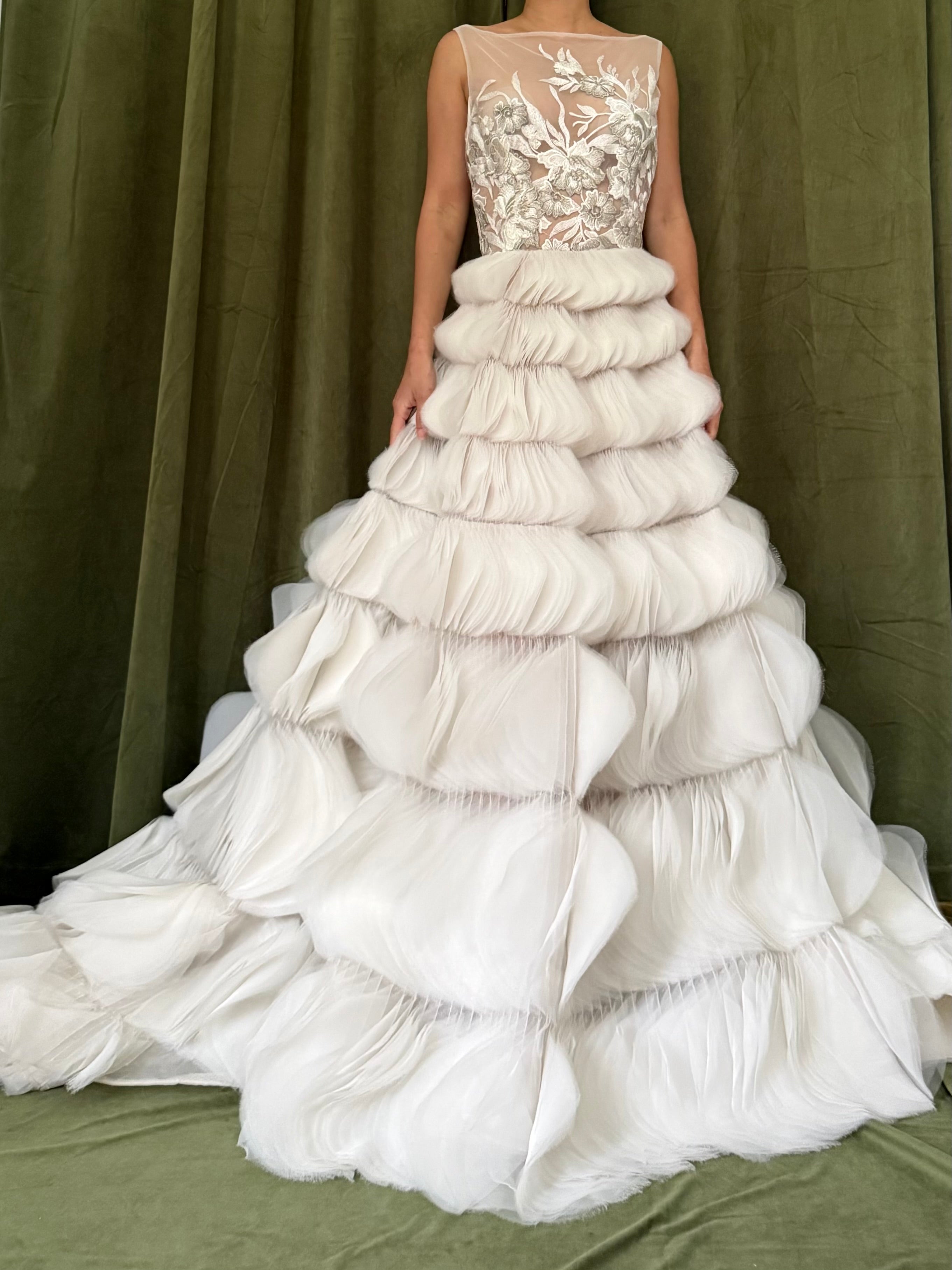 00 Lazaro Ruffled Petal Gown - XS/2