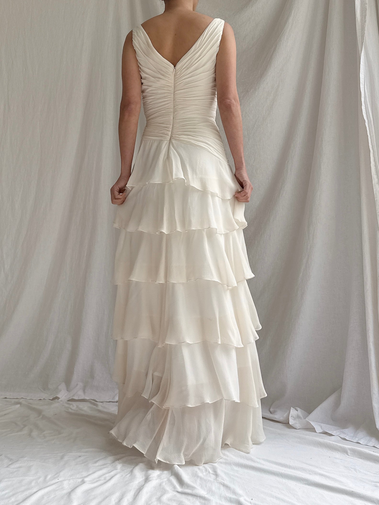 Vintage Silk Ruffled Dress - XS