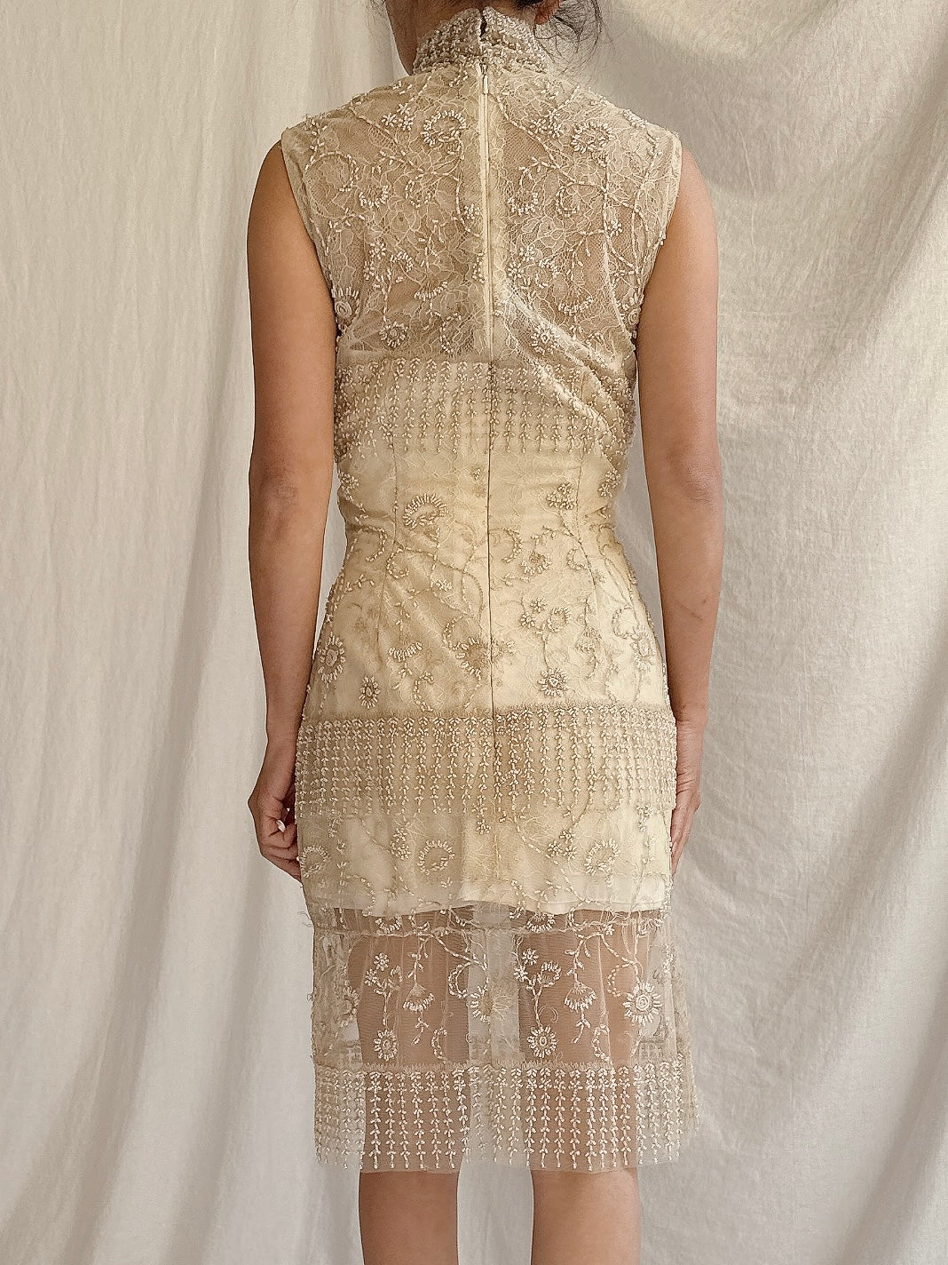 Vintage Ecru High Neck Dress - S/6