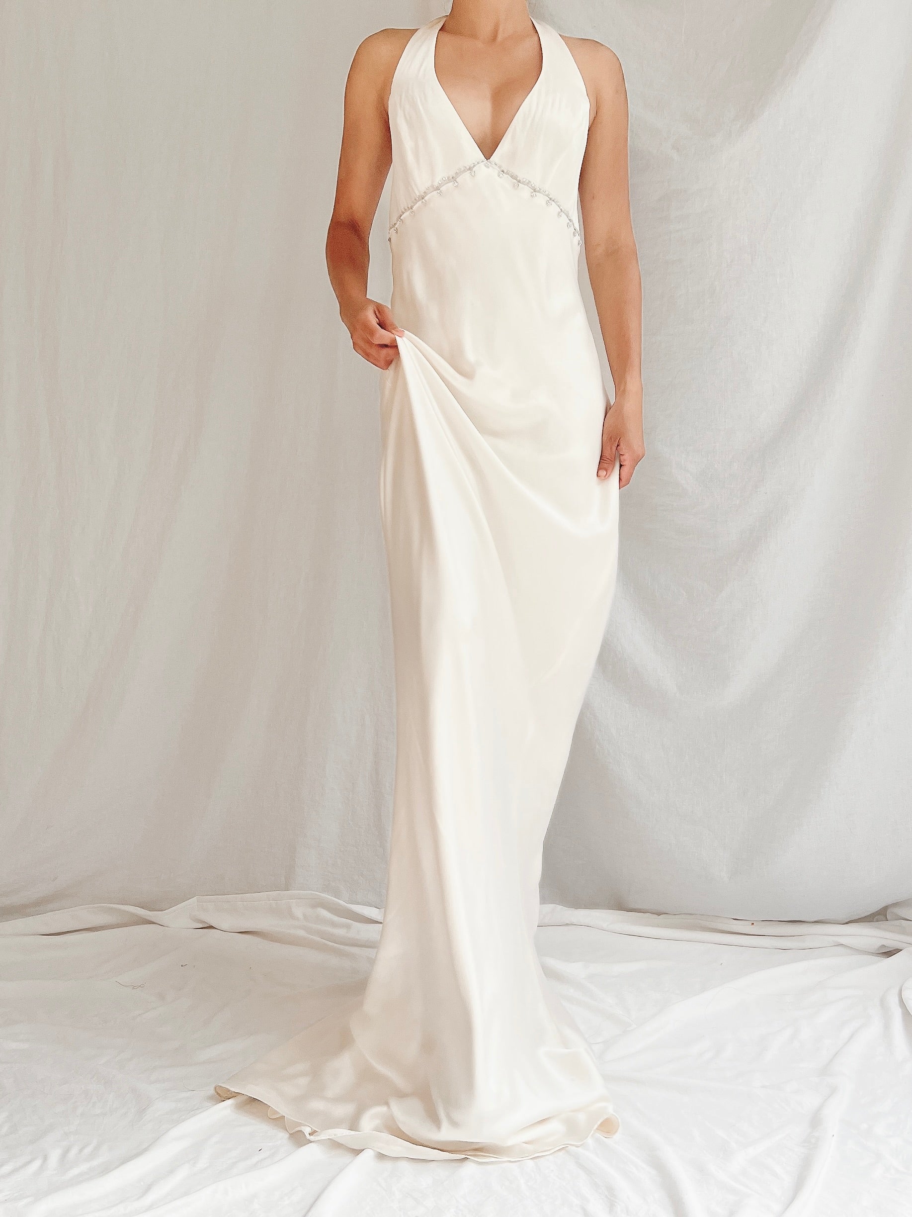 Vintage Monique Llhuilier Silk Charmeuse Gown - S-M