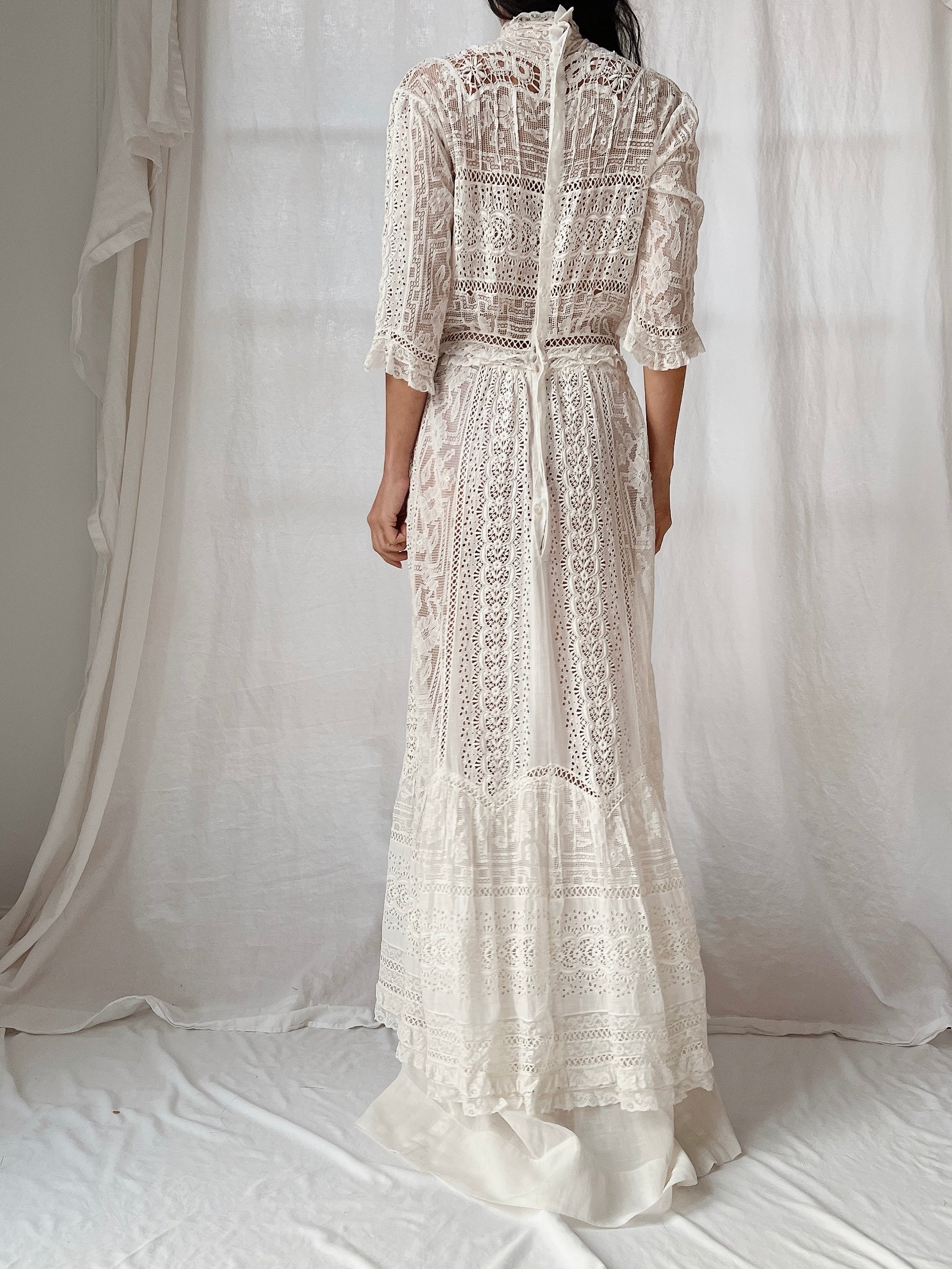 Antique 3/4 Sleeve Lawn Dress - S
