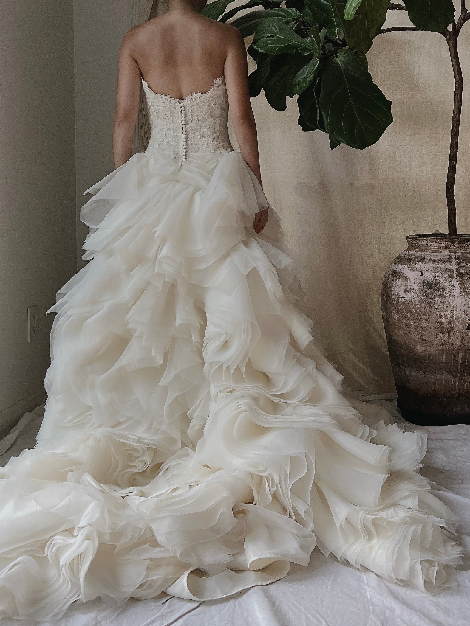 Vintage Organza Alencon Bodice Gown - S/4