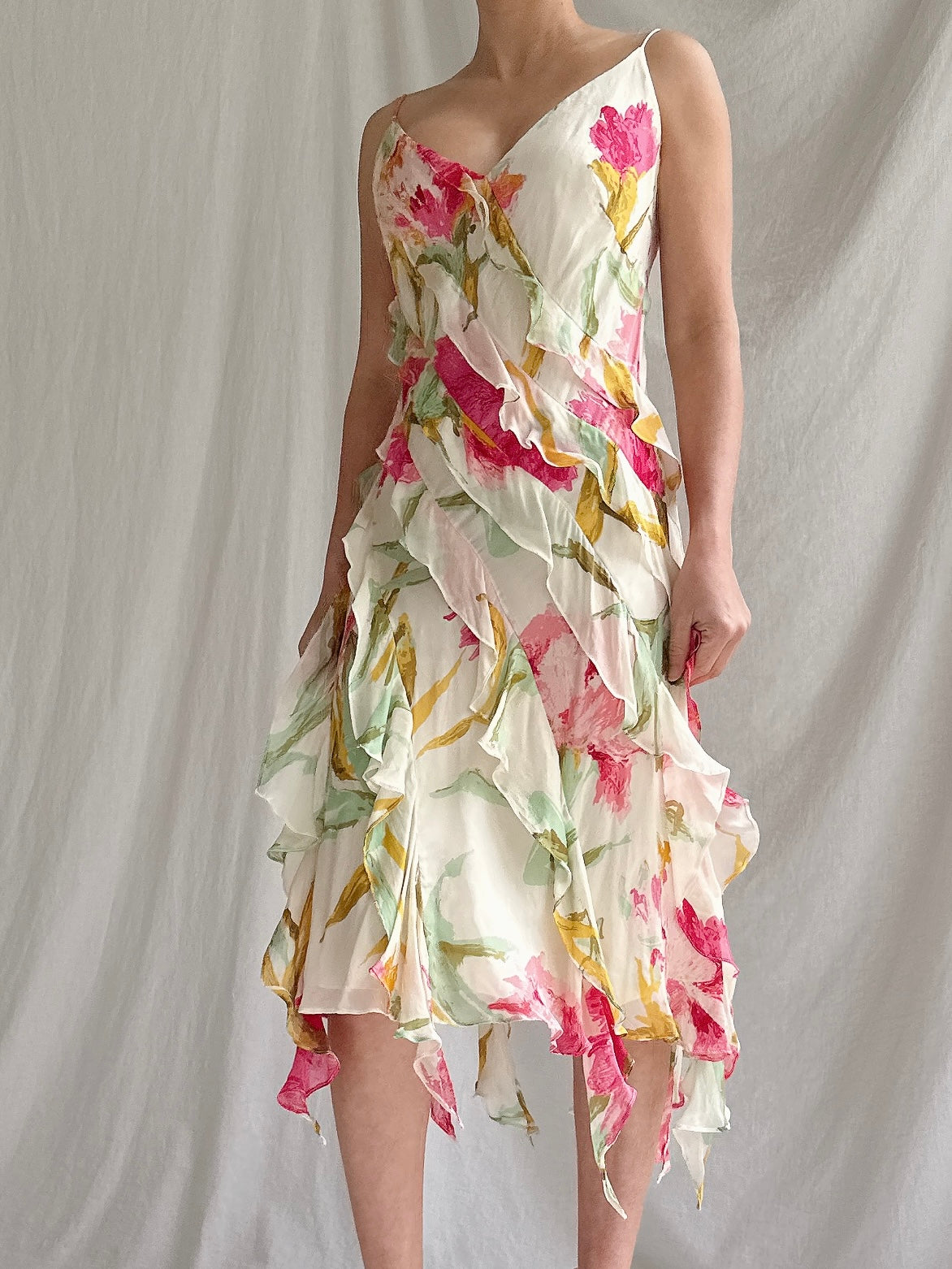 Vintage Floral Silk Slip - S