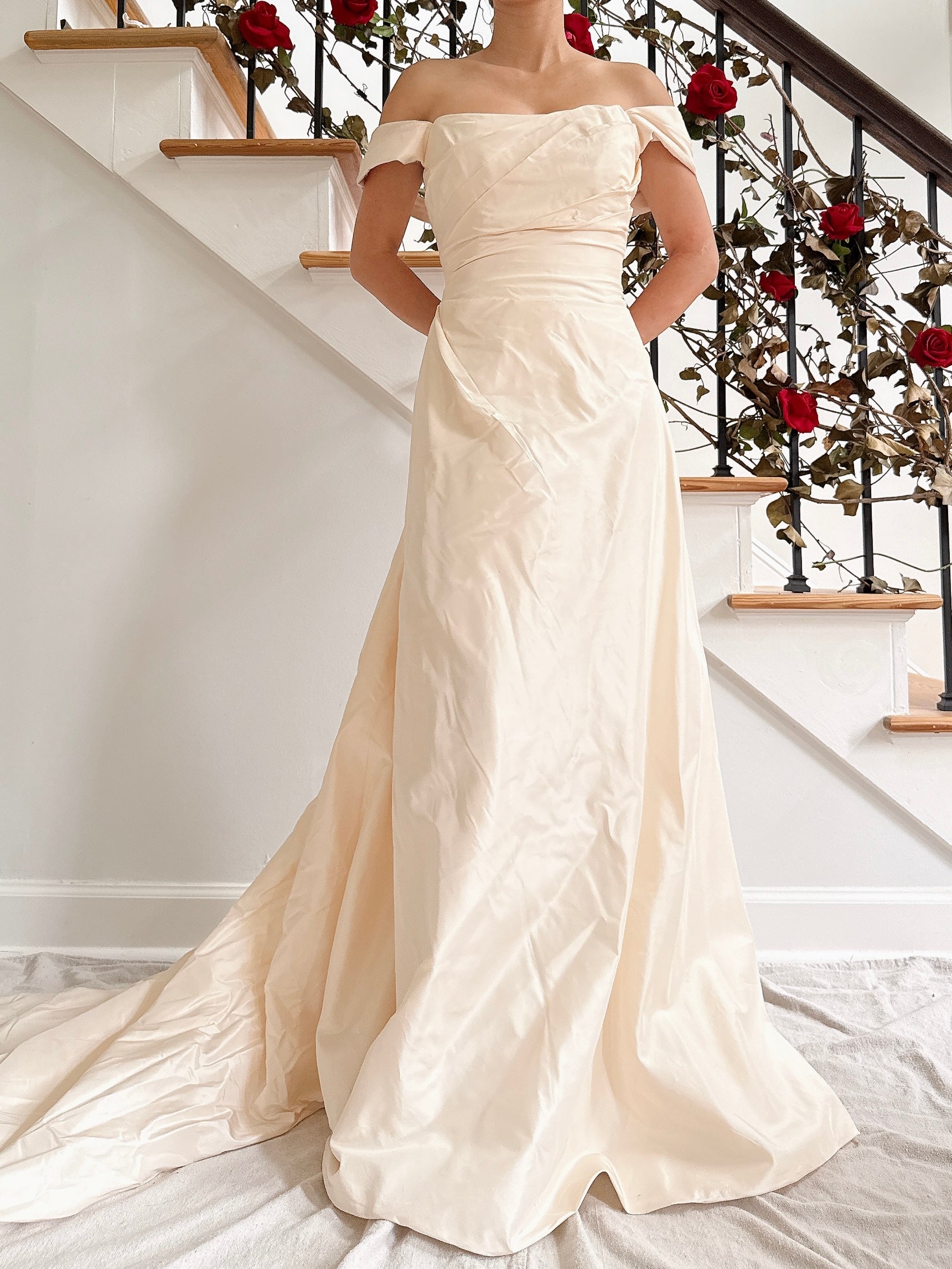Vintage Silk Draped Gown - S