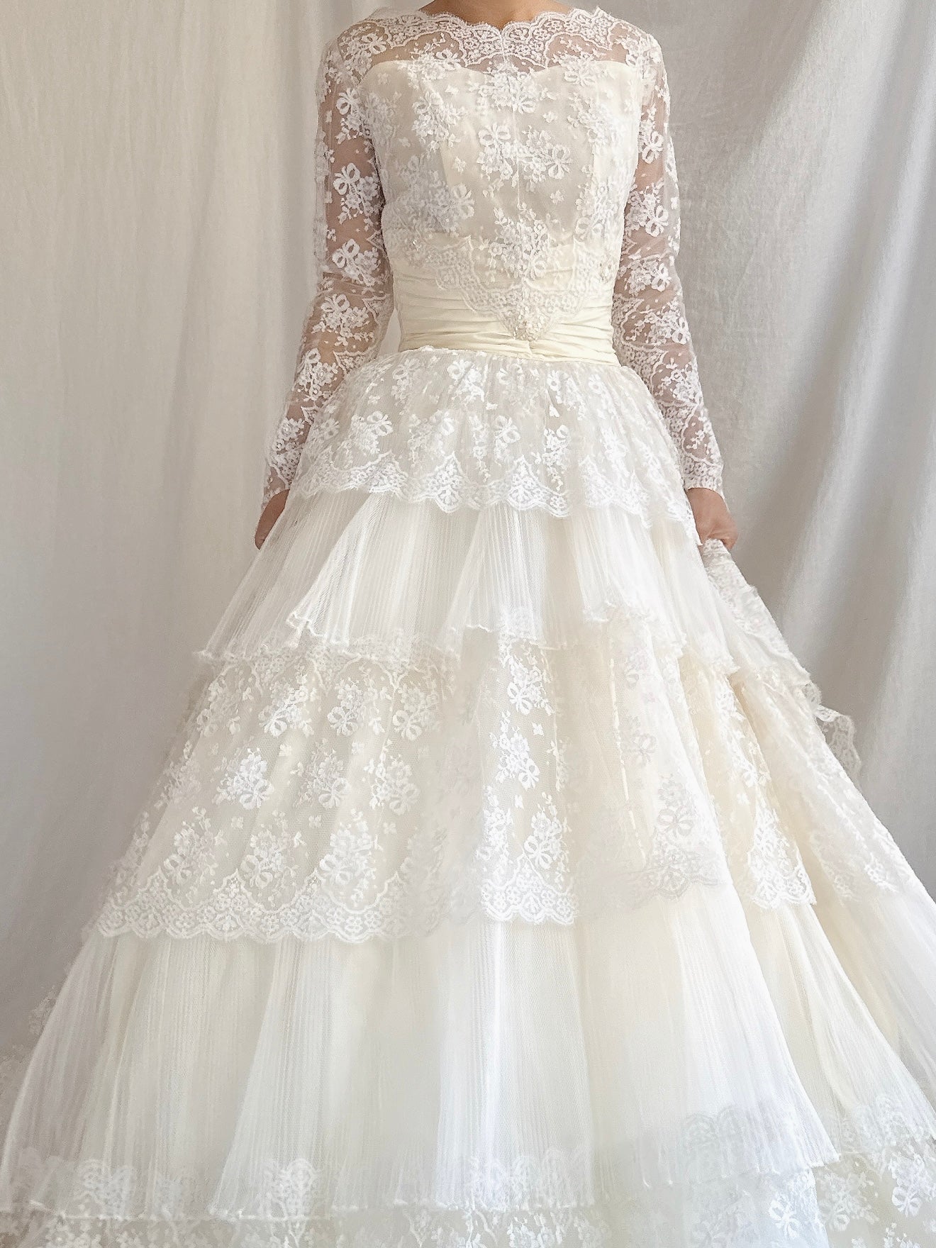 1950s Tulle and Lace Gown - XS