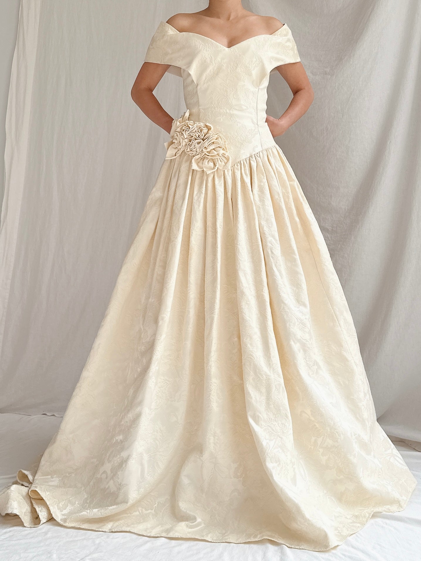 Vintage Jacquard Rosette Gown - S/M