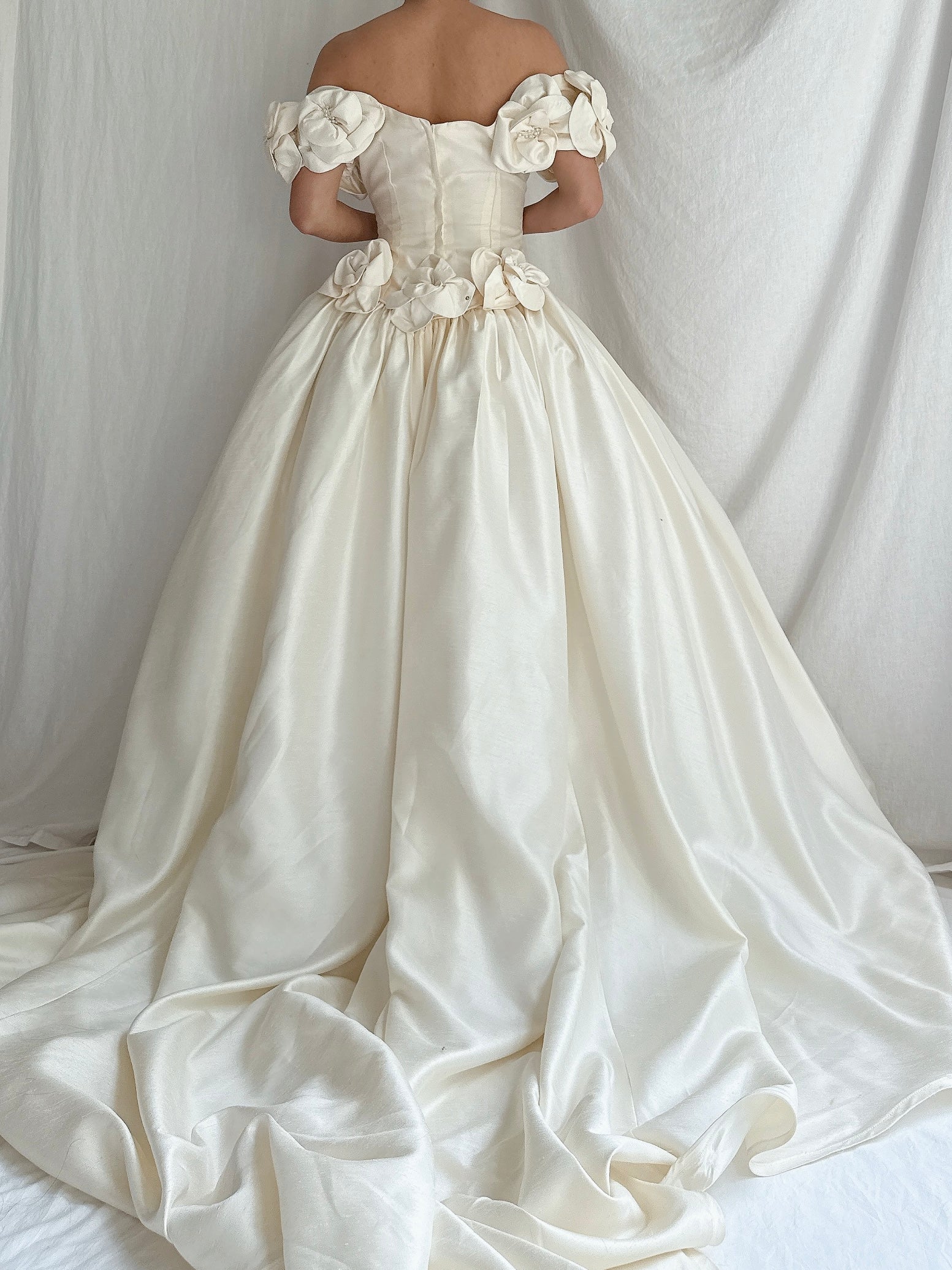 Vintage Raw Silk Basque Waist Gown - S