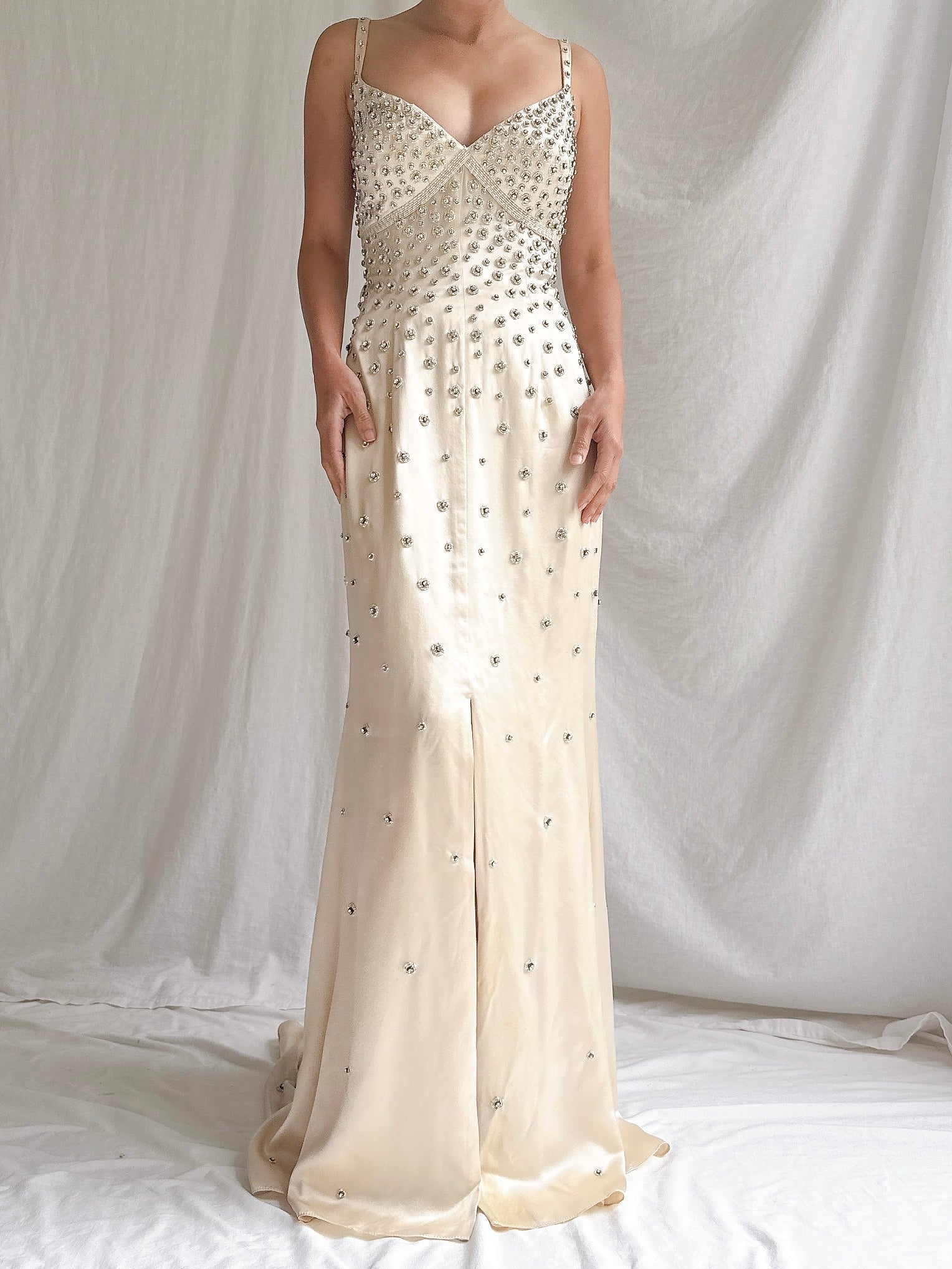Vintage Silk Rhinestones Gown - M/6