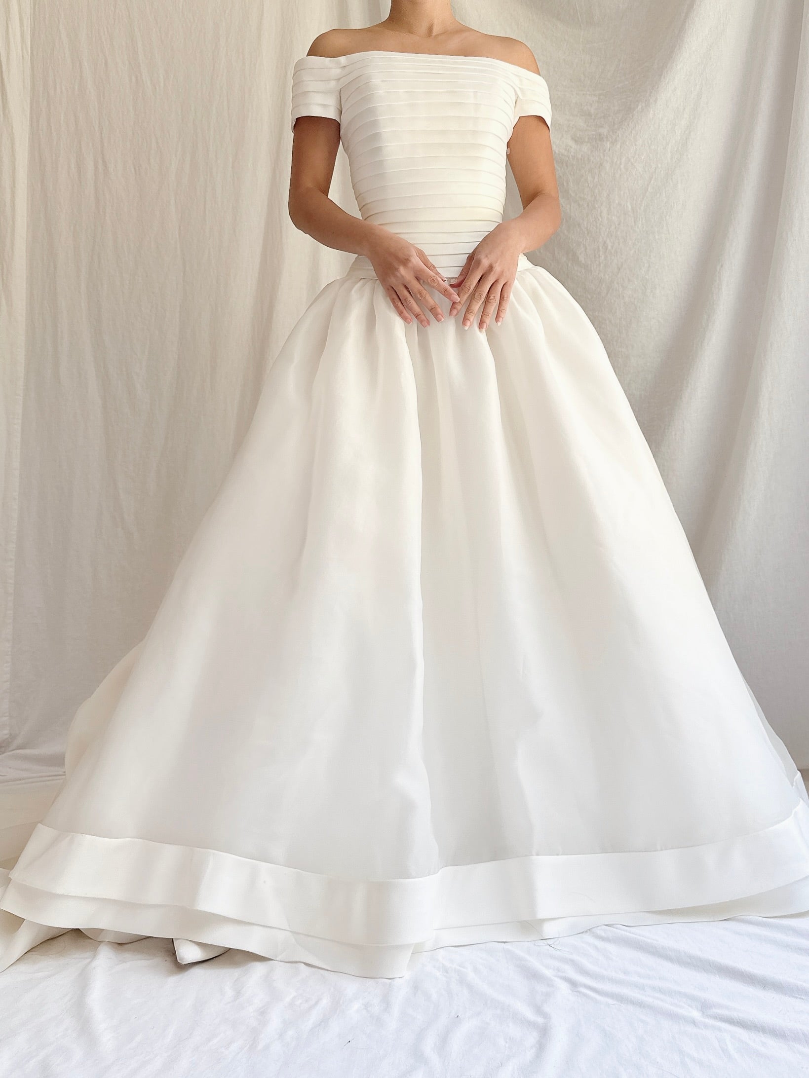 Vintage Voile Off-the-Shoulder Dress - S/4