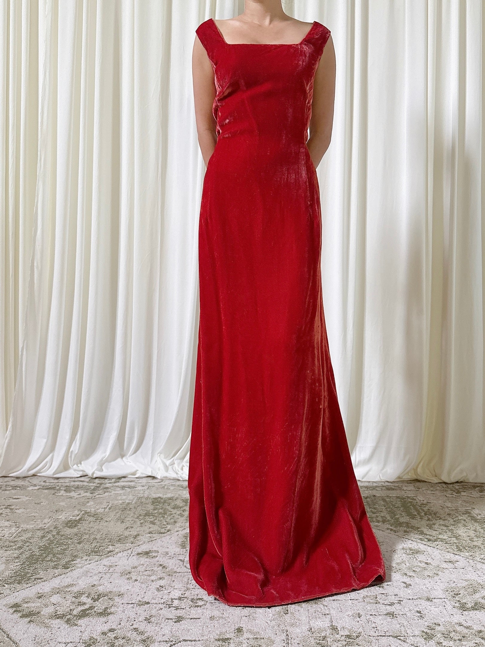 Vintage Rust Velvet Dress - L/12