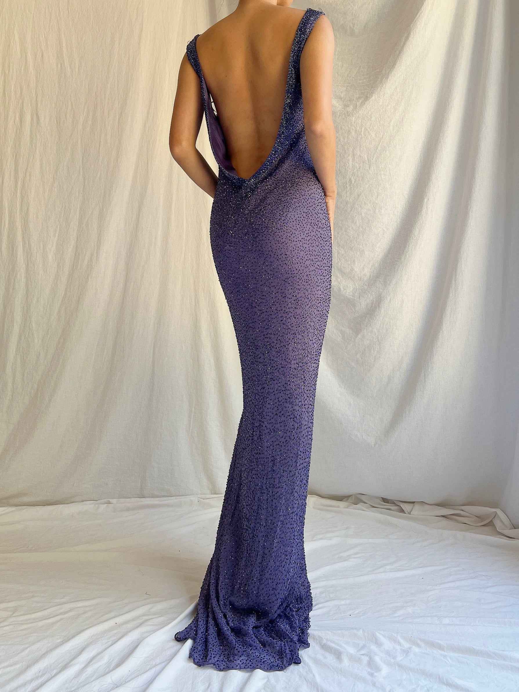 Vintage Jenny Packham Silk Beaded Gown - M/L