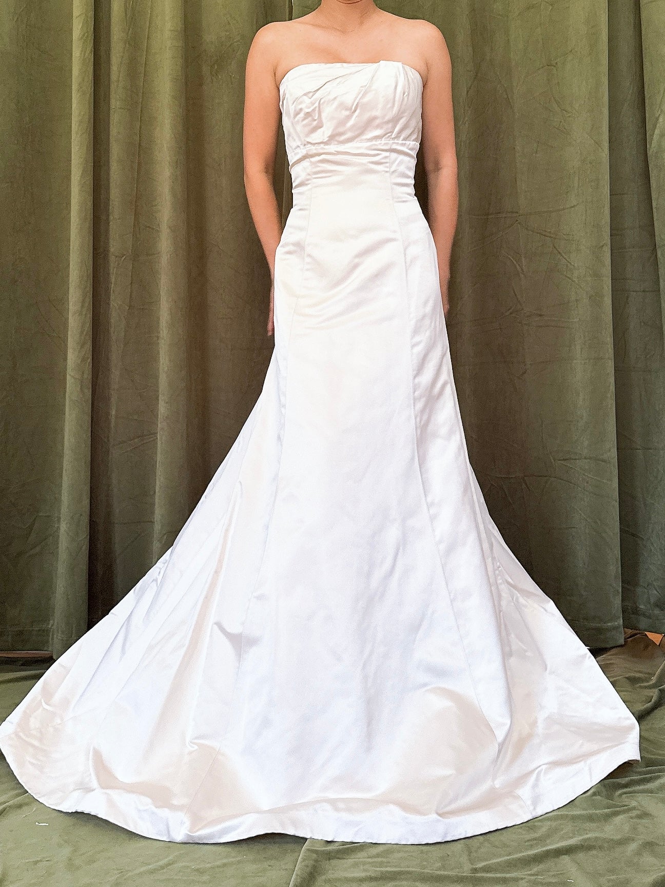 Pleated Bust Strapless Silk Gown - 34B/27W/40H/54L