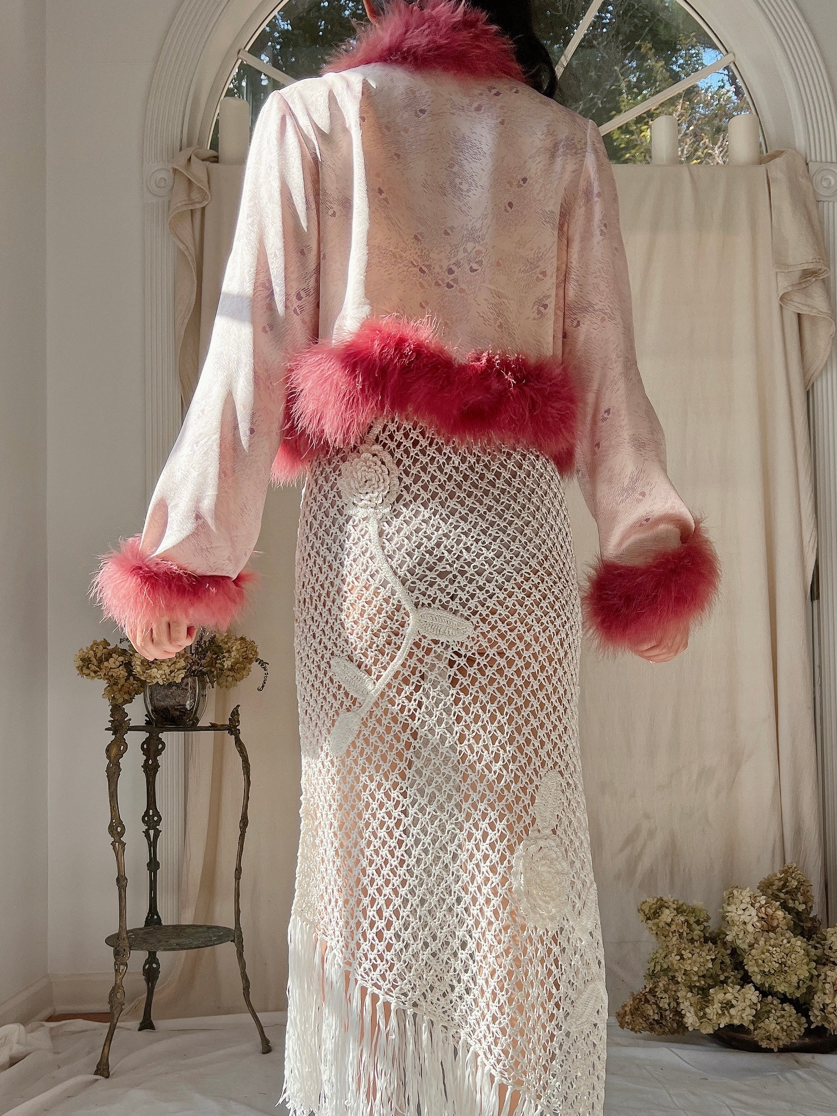 Vintage Silk Marabou Bolero - S/M