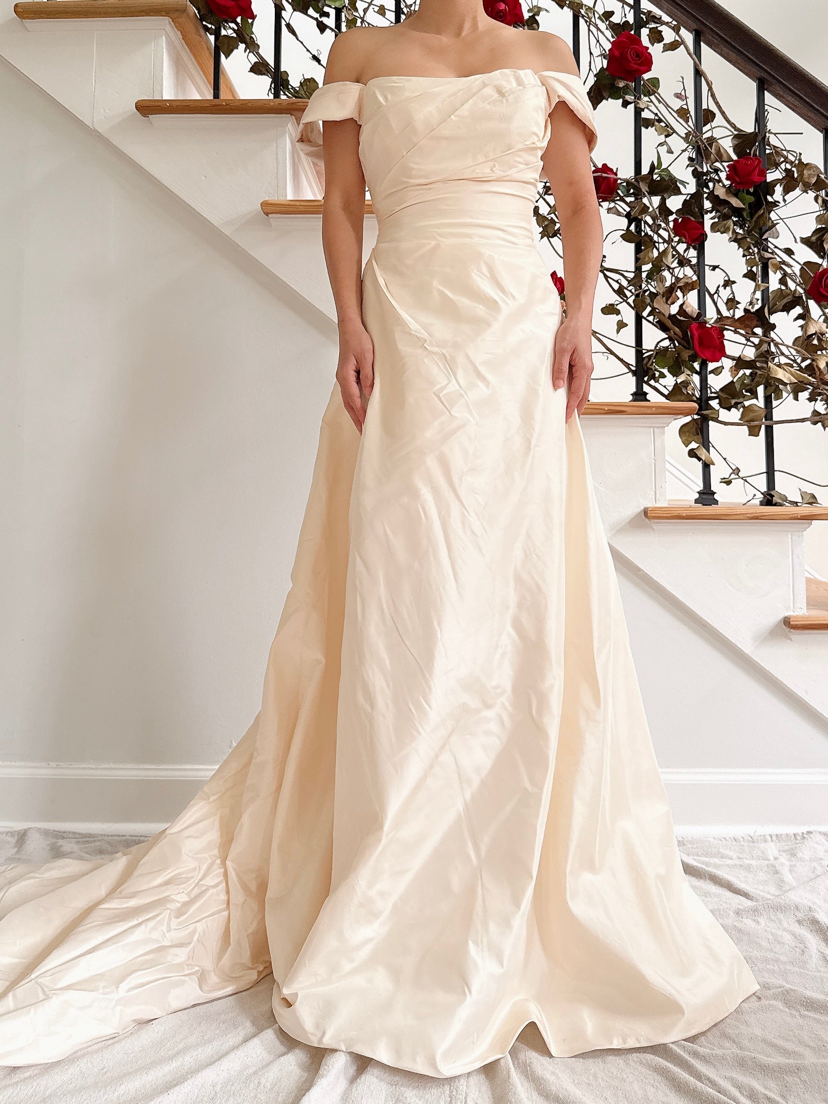 Vintage Silk Draped Gown - S