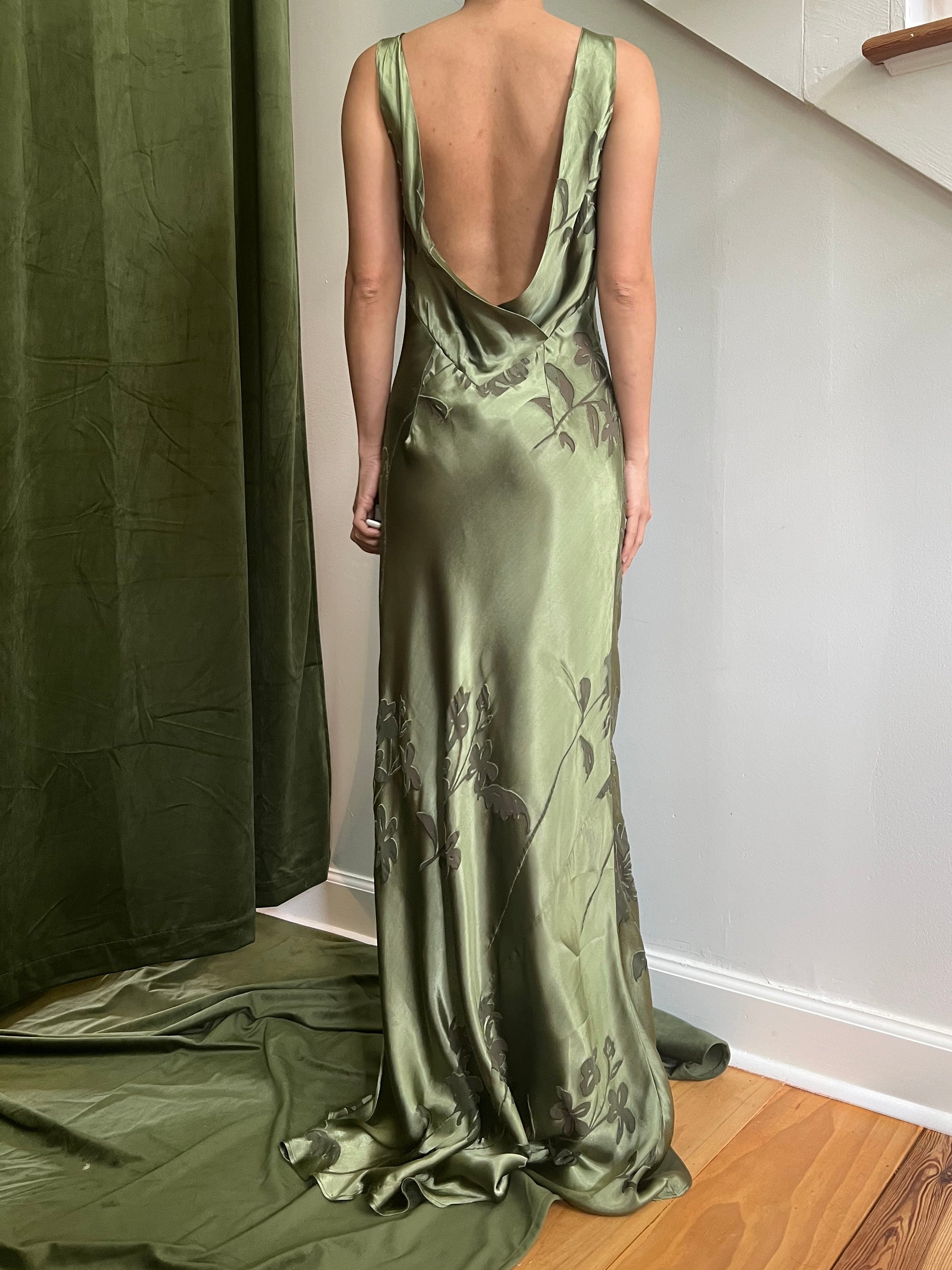 1990s Moss Rayon Burnout Dress - M