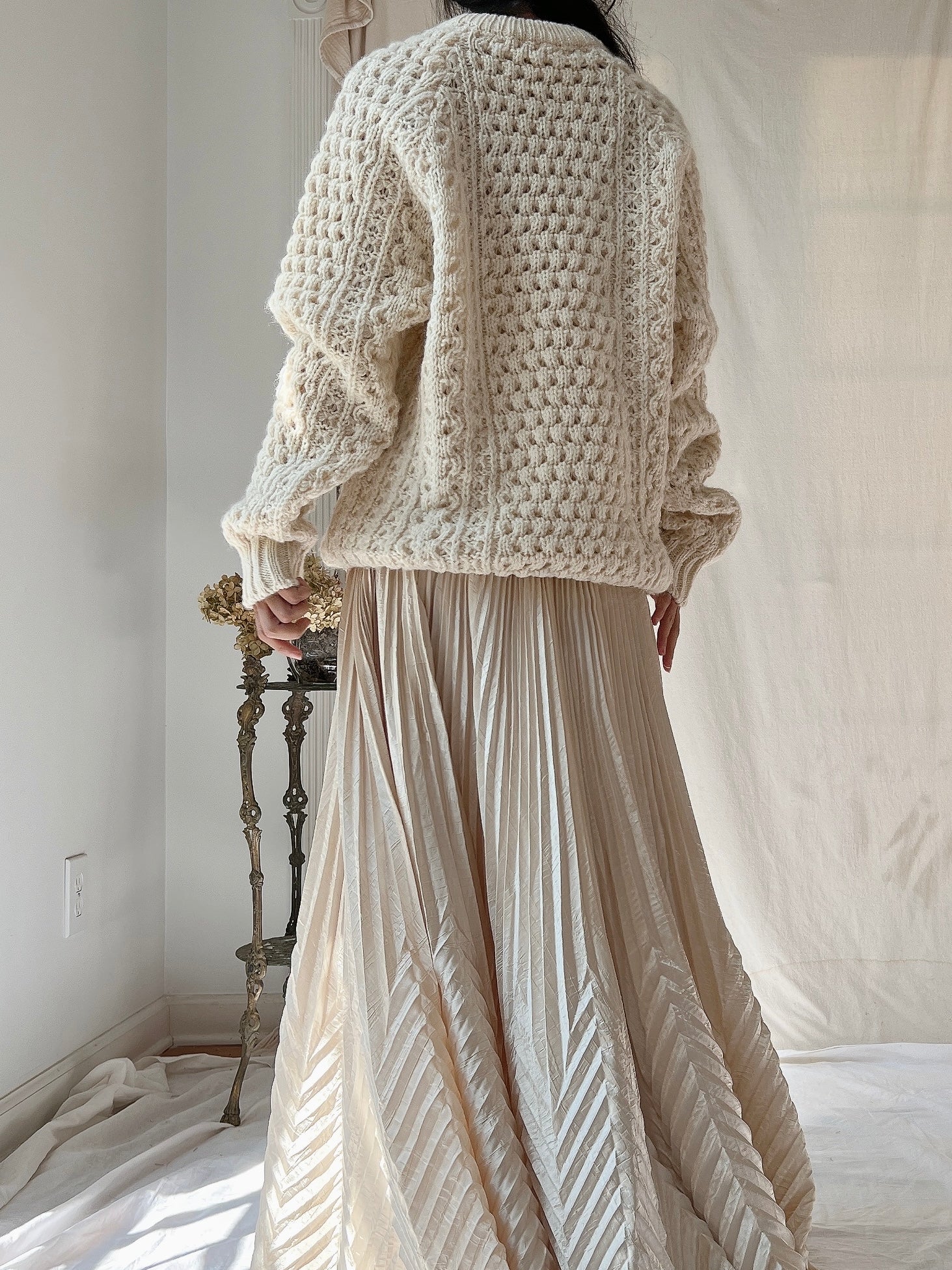 Vintage Irish Waffle Knit Pullover - L