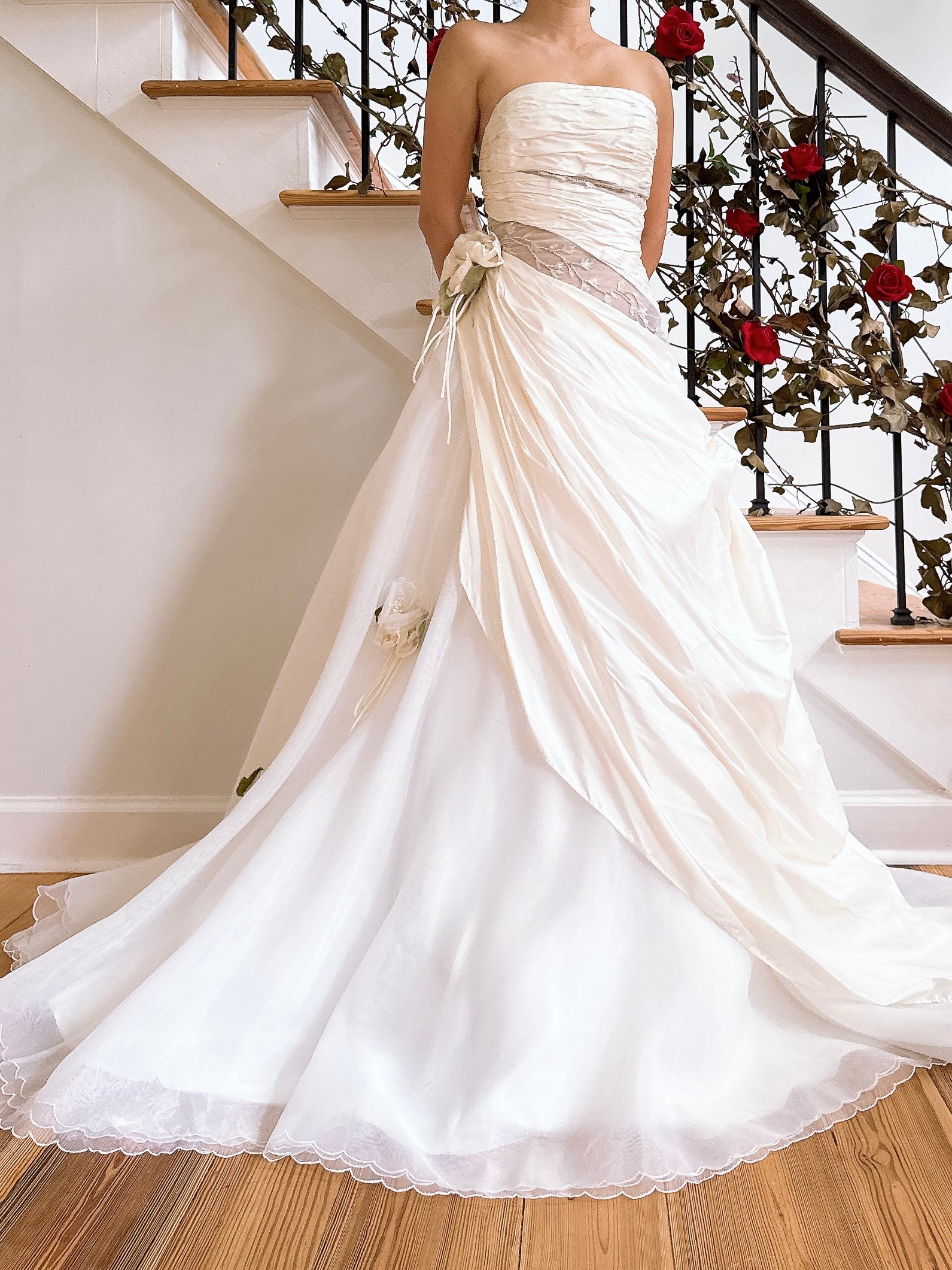 00 Saint Pucci Silk Strapless Draped Gown - M