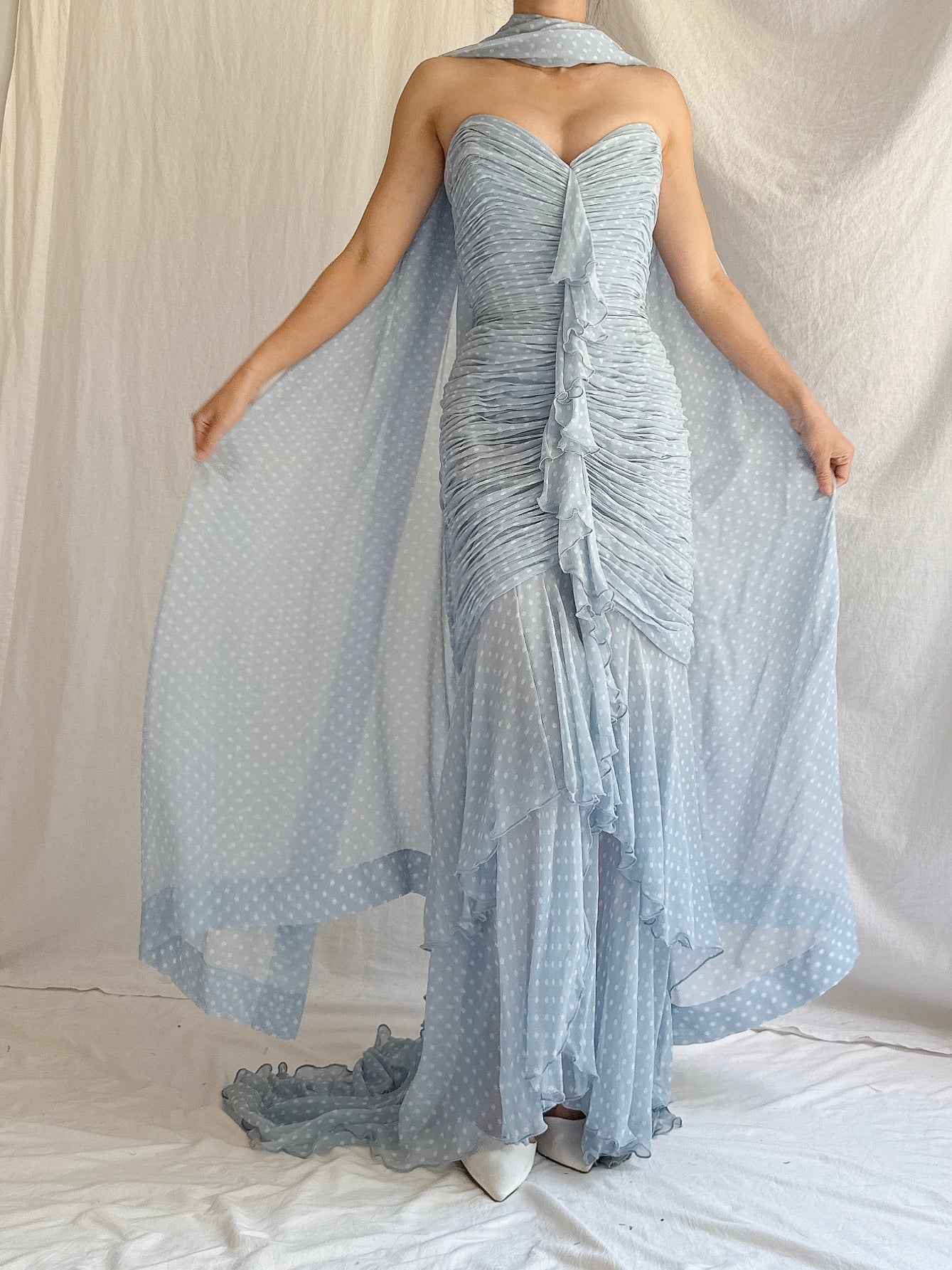Vintage Silk Wayne Clark Gown w/ Scarf - S/M 6/8