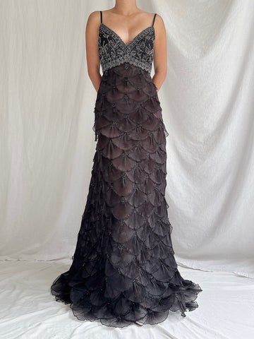 Vintage Scalloped Organza Dress - S