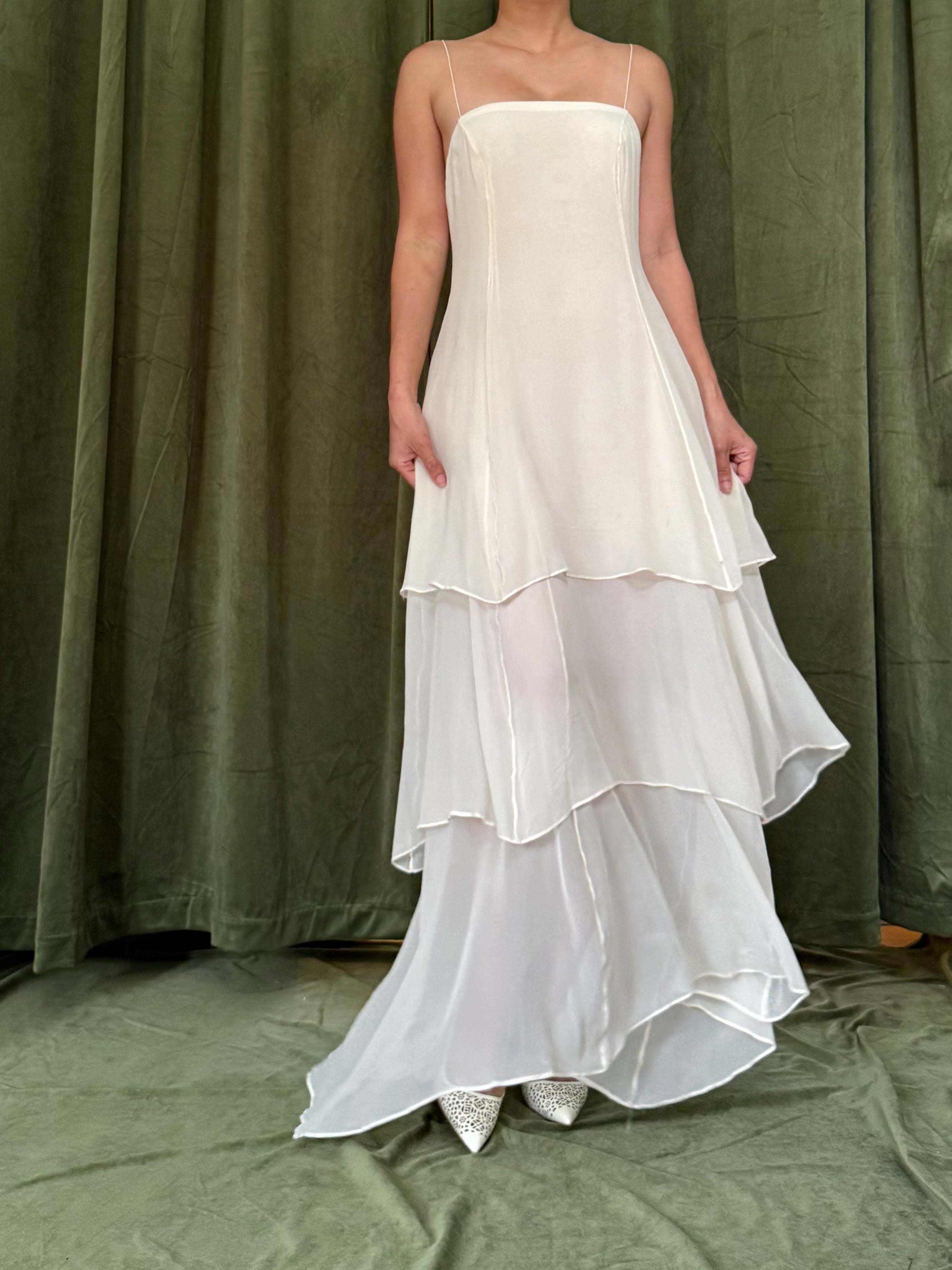 Vintage Naeem Khan silk chiffon tiered dress - M/6/8
