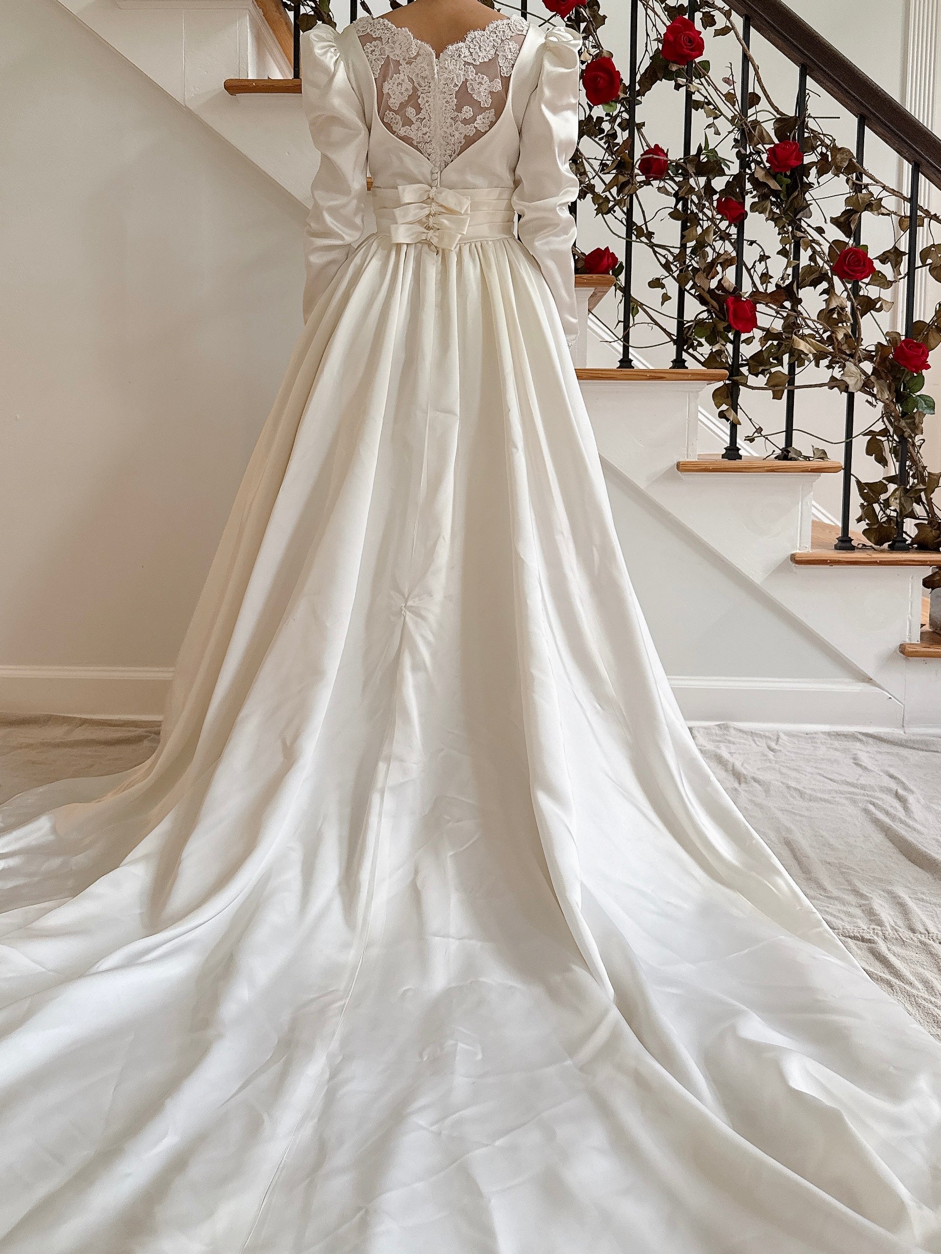 Vintage Lace and Satin Dress - S