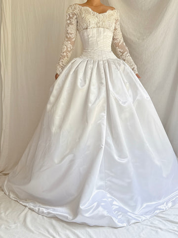 Vintage Daniel Degli Onofri Satin & Lace Gown - L/10