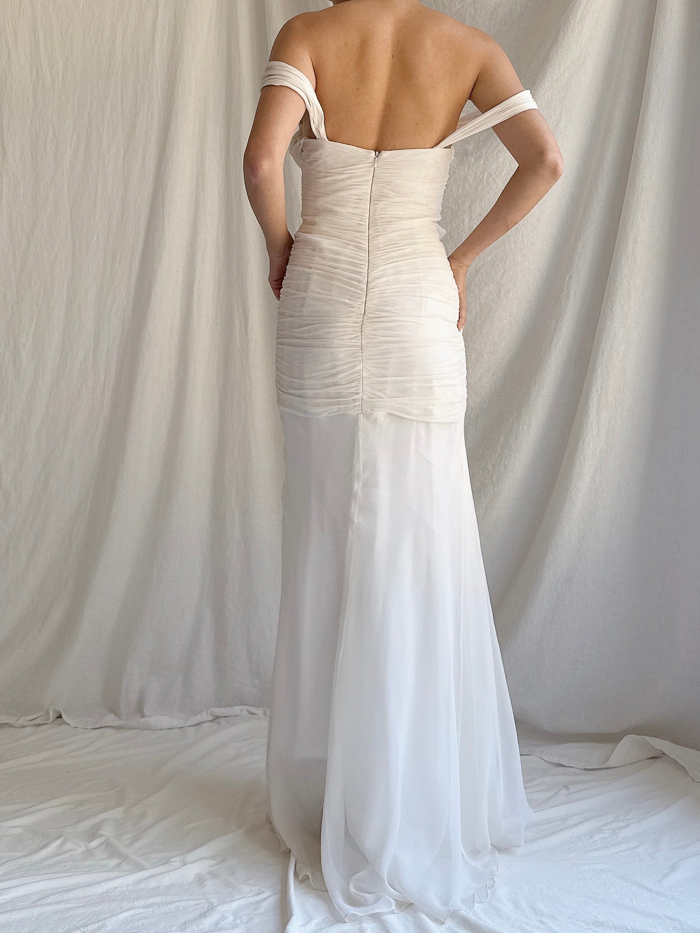 1990s Silk Chiffon Cap Sleeves Dress - XS/2