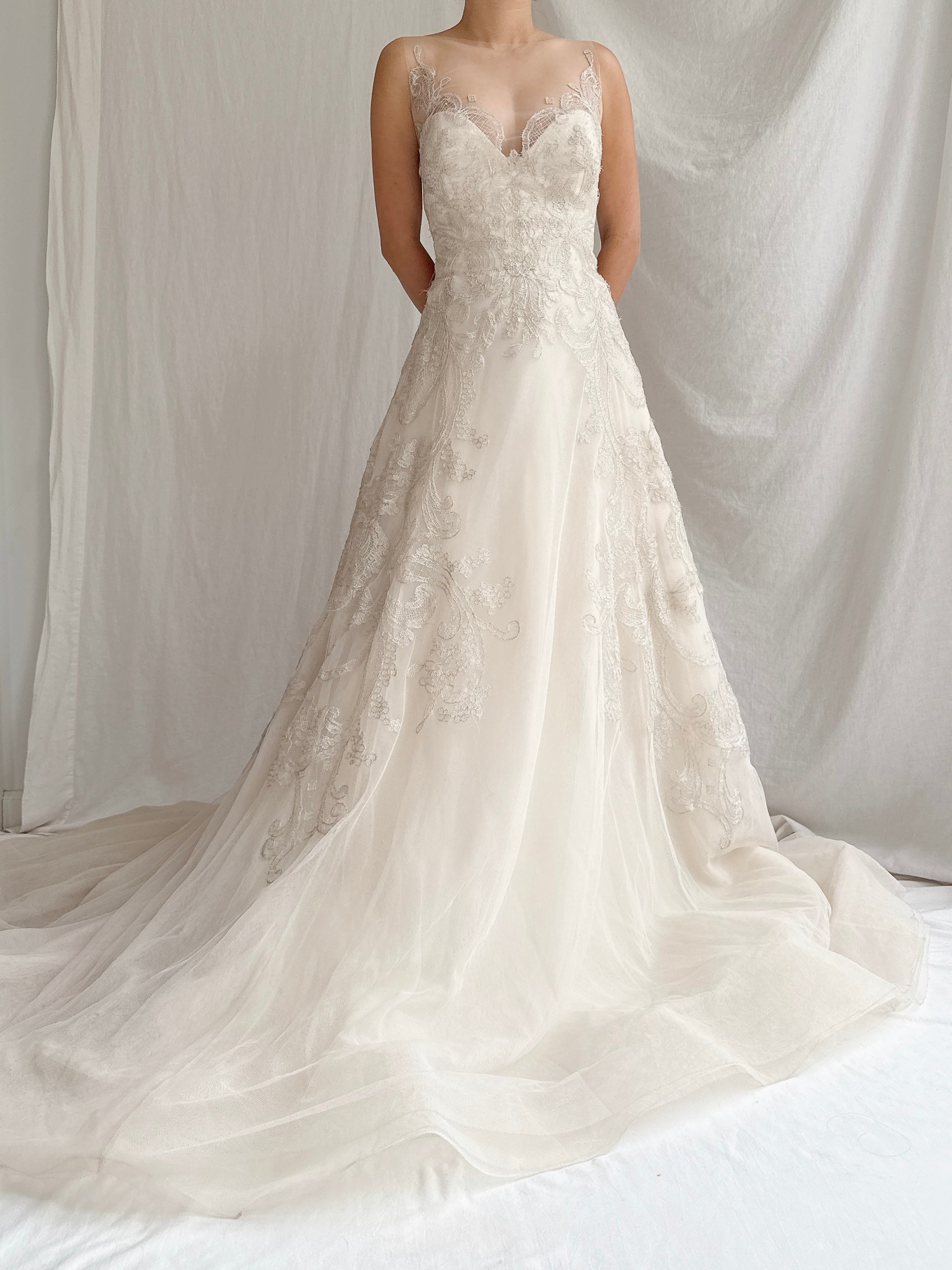 Liancarlo Couture Tulle Metallic Lace Gown - M/6