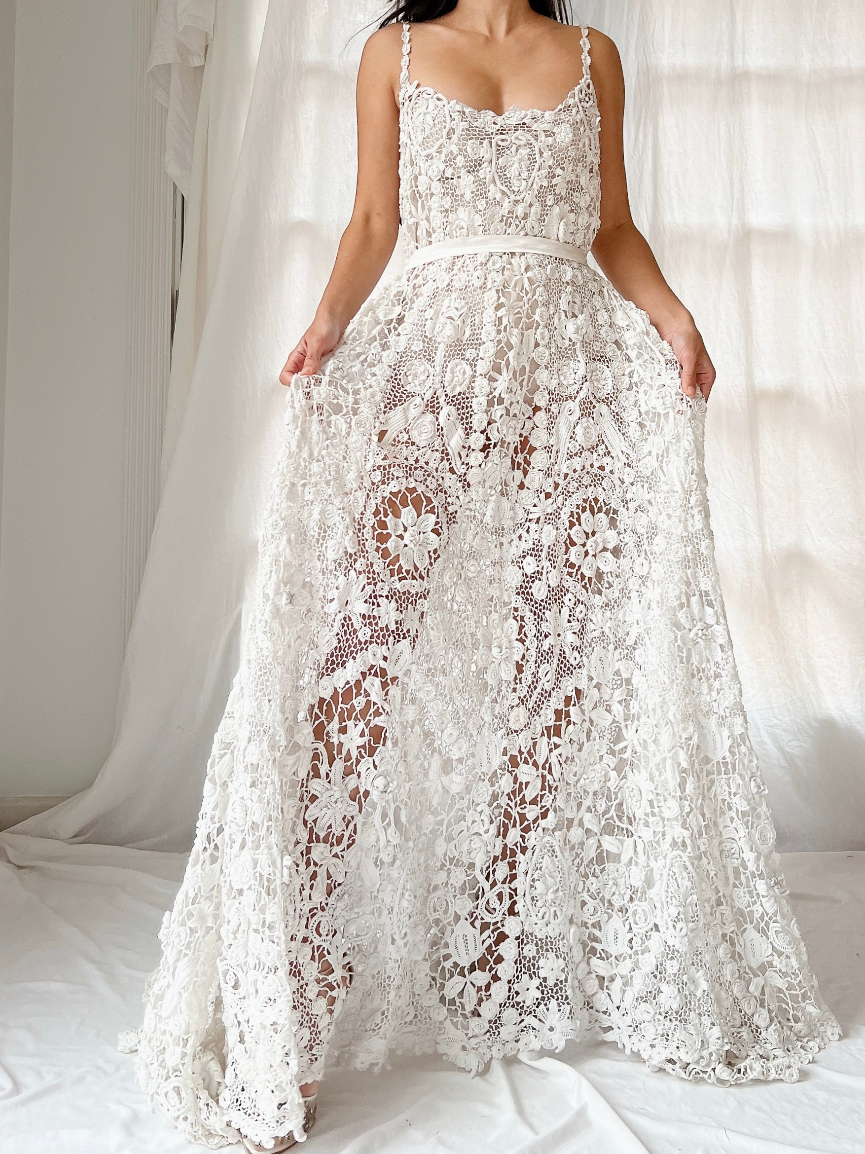 Antique Irish Crochet Dress - OSFM