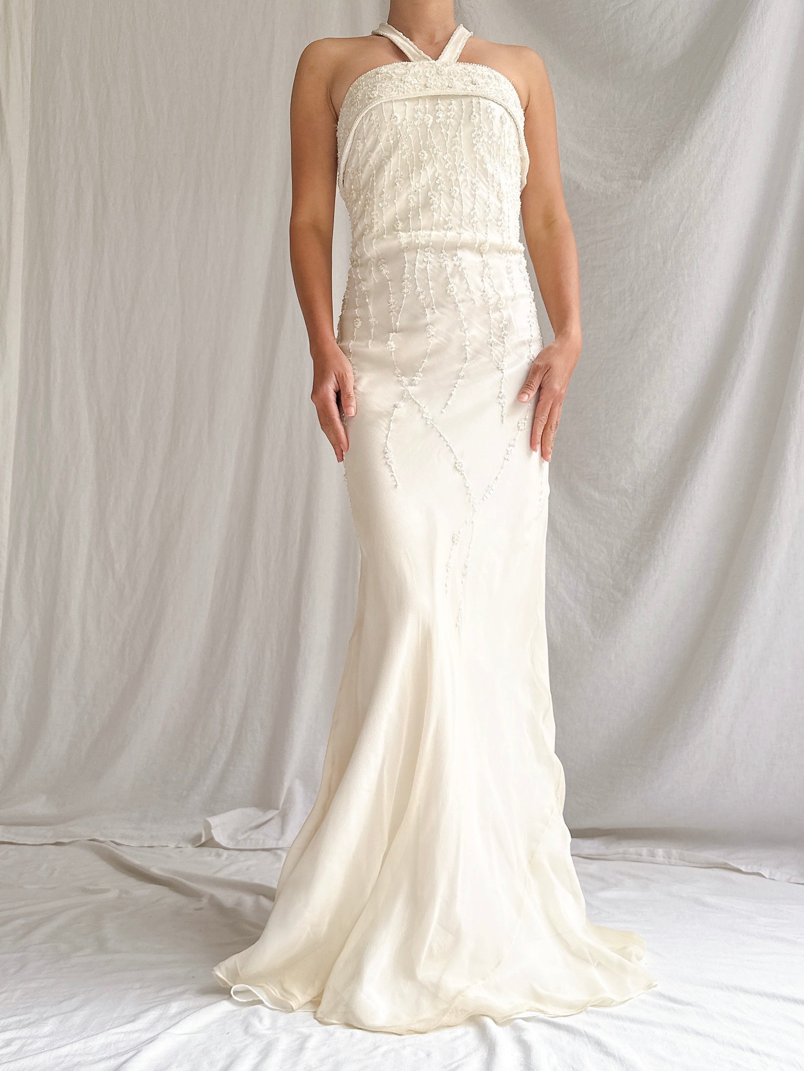 Vintage Silk Halter Dress - M