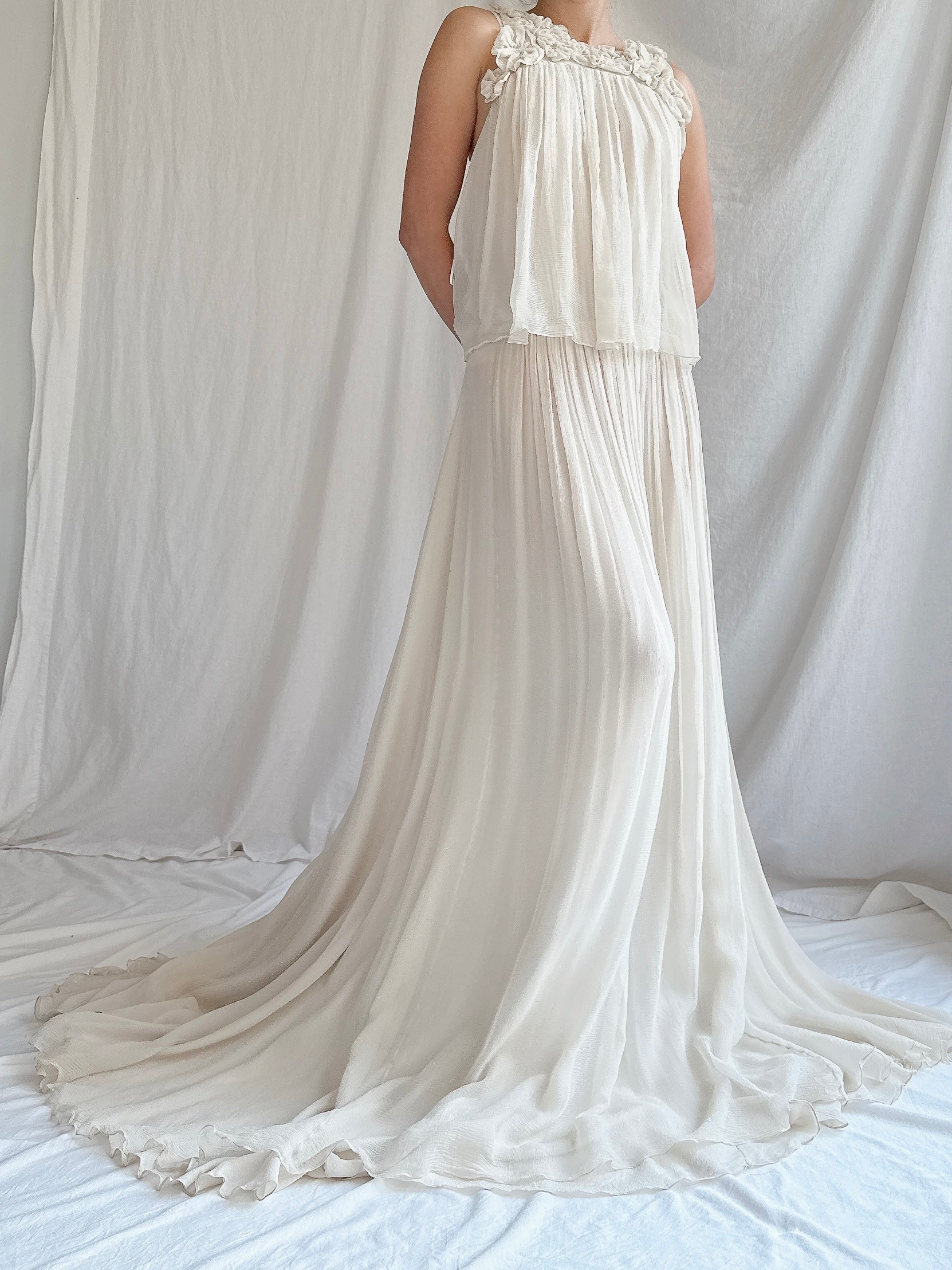 Vintage Chloe Oyster Silk Chiffon Gown - M