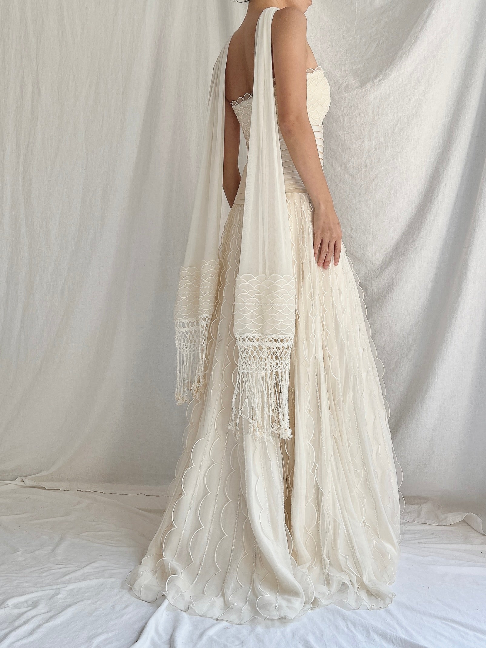 Vintage Organza Dress with Scarf - S/4/6