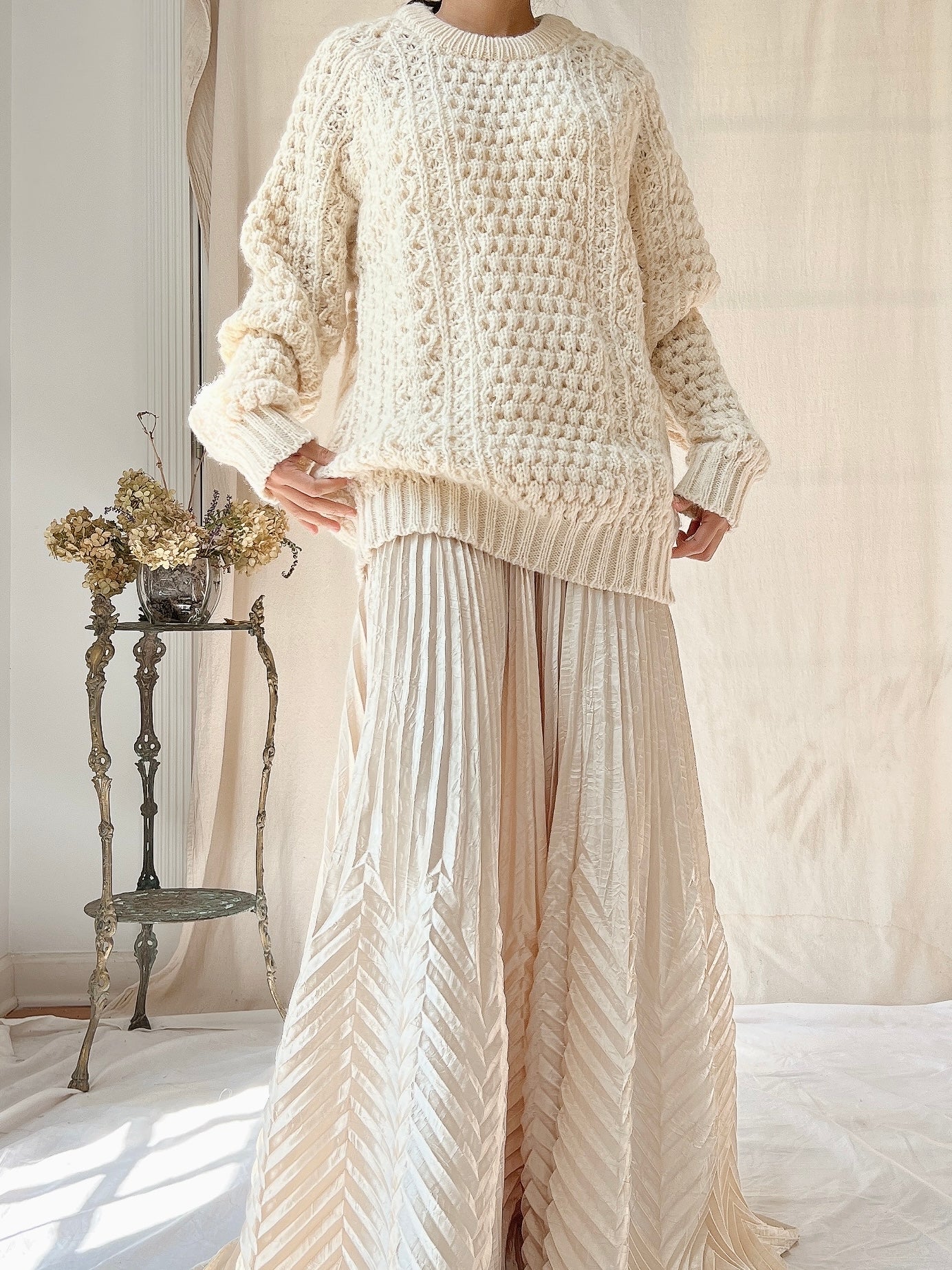 Vintage Irish Waffle Knit Pullover - L