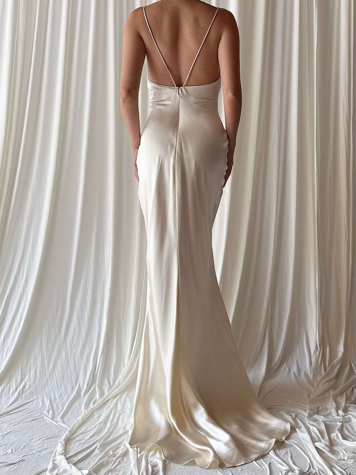 Vintage 6. Silk Bias Cowl Neck Gown - M