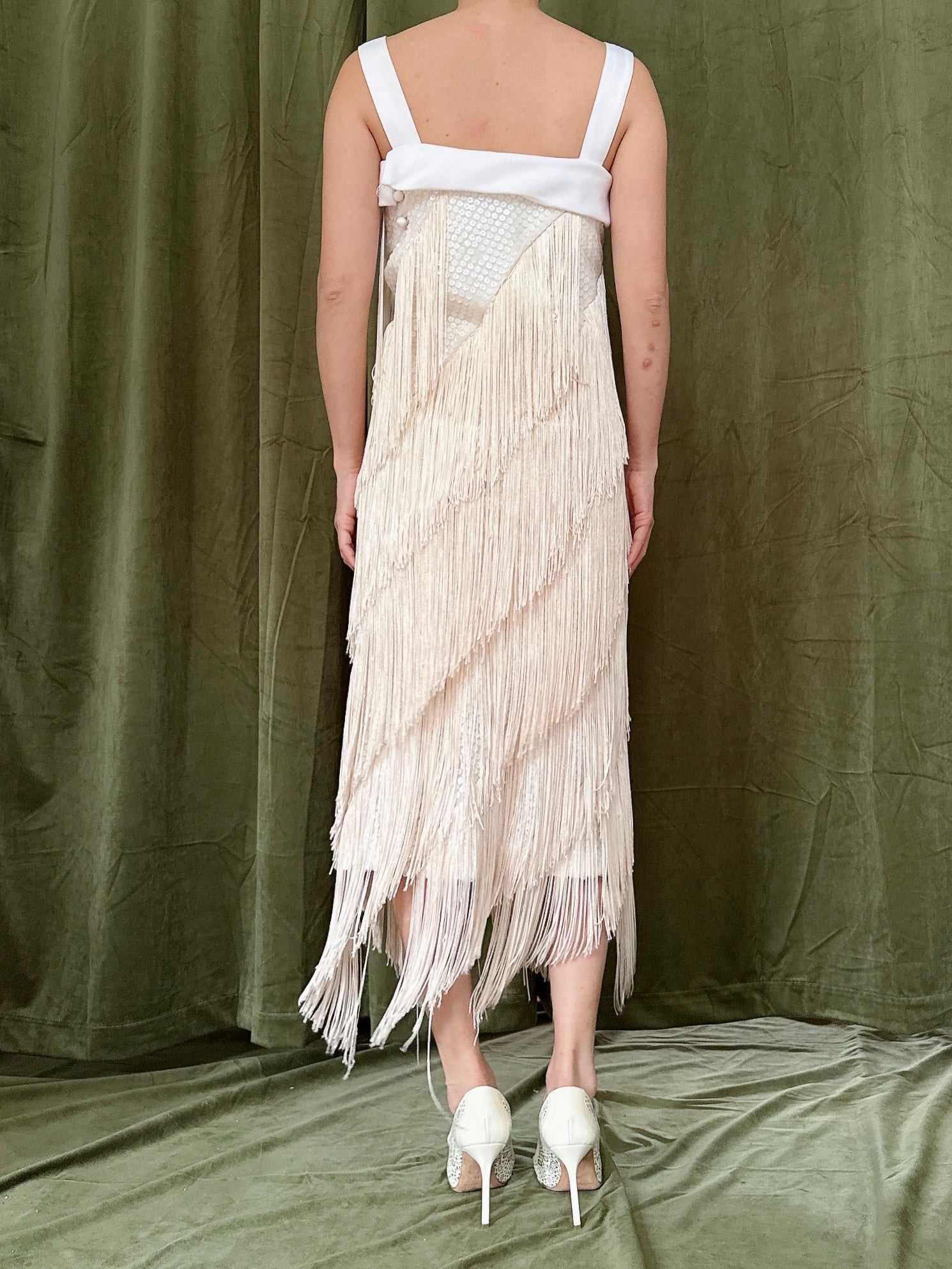 Vintage Sequin Fringe Dress - L