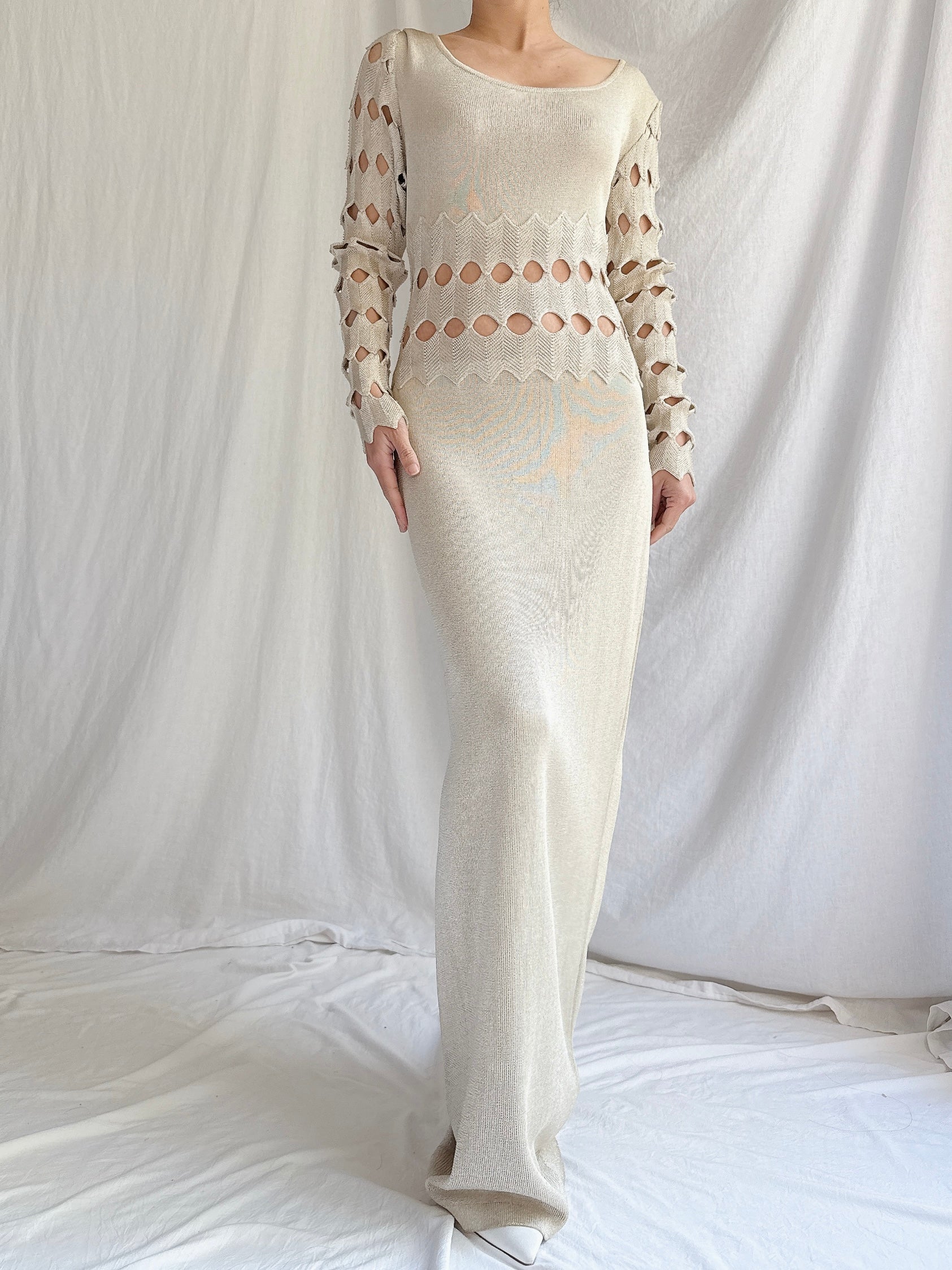 Vintage Nora Attalai Italy Knit Cutout Gown - S-M