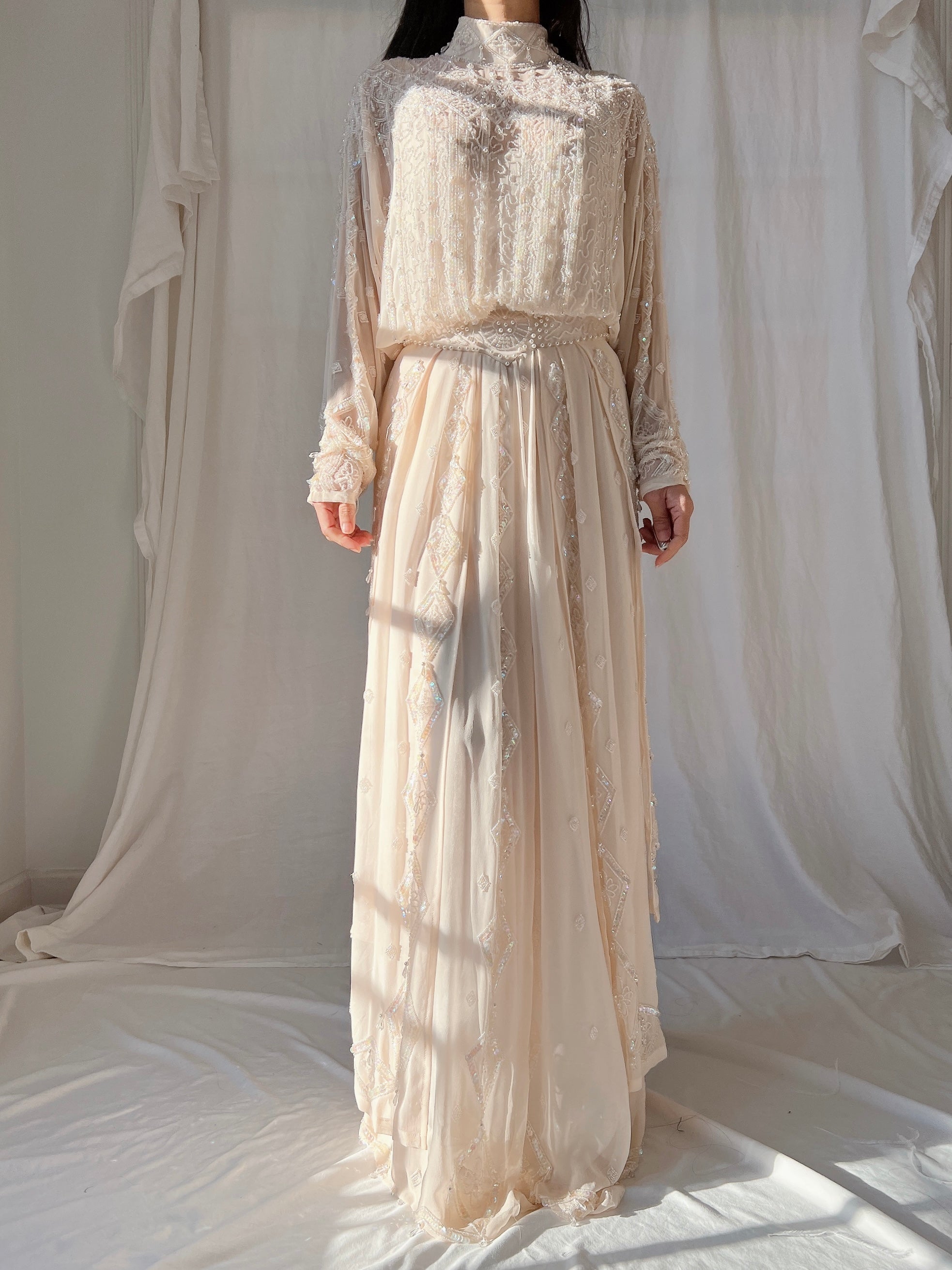 Vintage Silk High Neck Gown - S/4