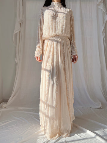 Vintage Silk High Neck Gown - S/4