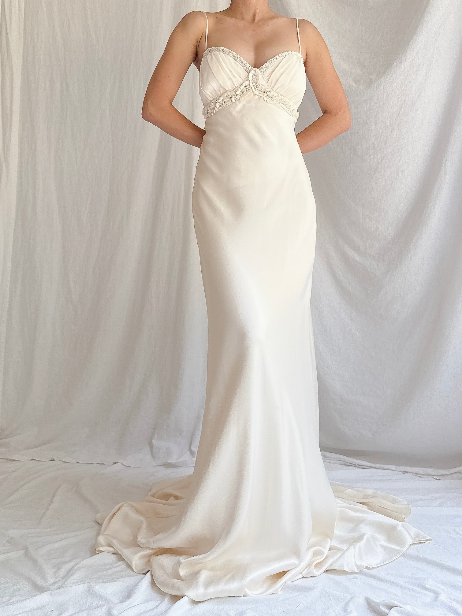 Vintage Silk Charmeuse Gown - XS/2-4