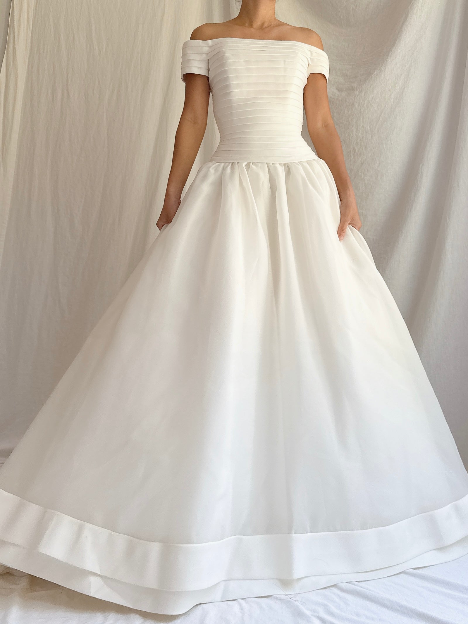 Vintage Voile Off-the-Shoulder Dress - S/4